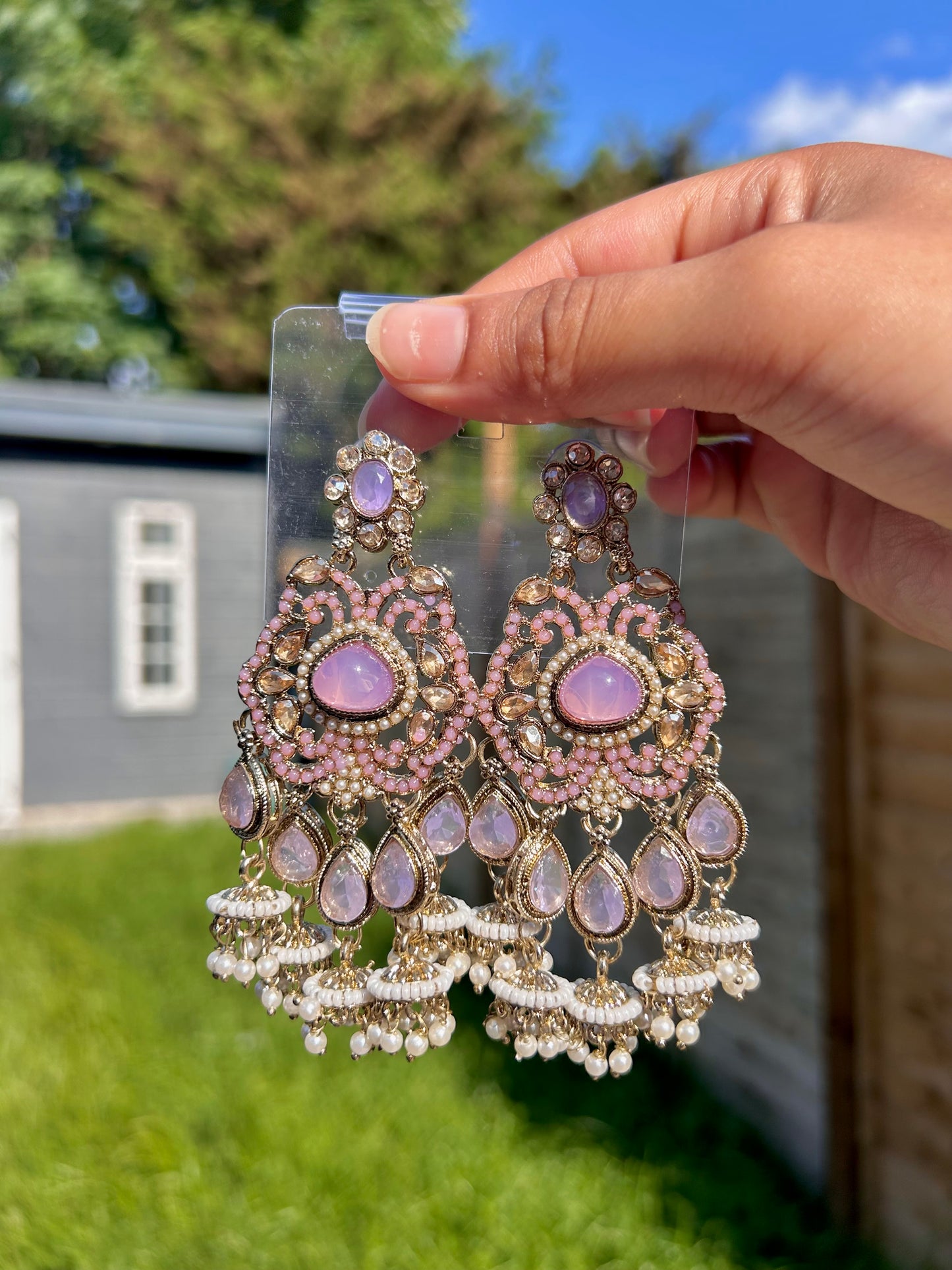 Seline kundan earrings ~ Lilac