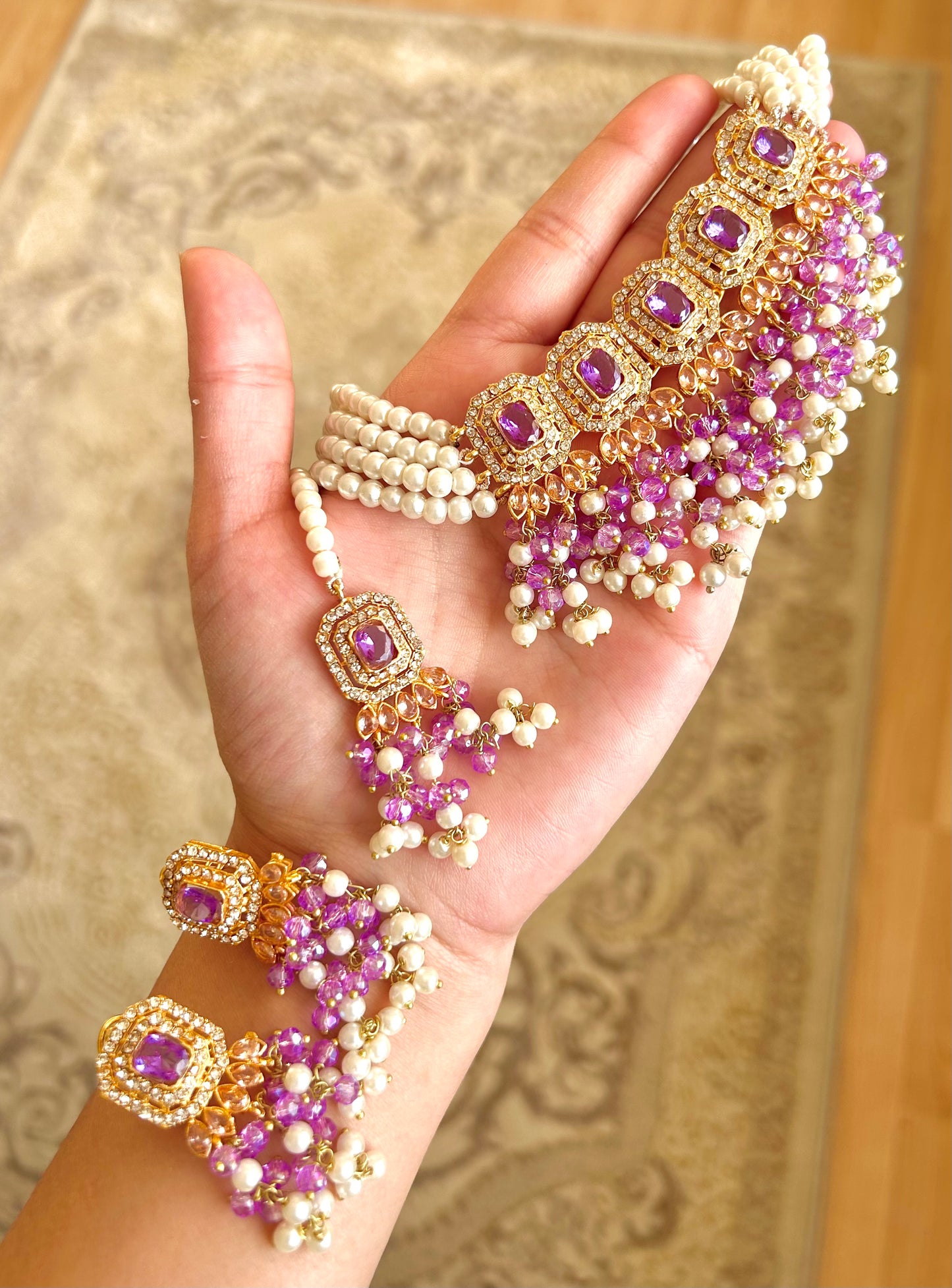 Minahil jewellery set -Purple