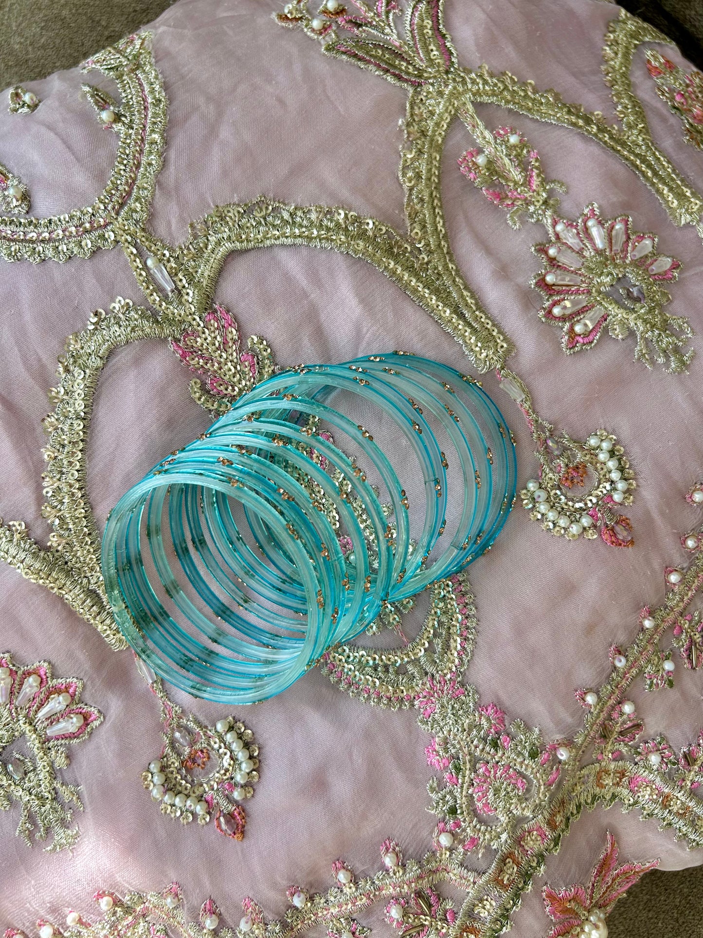 Rangeen glass bangle set ~ Sky Blue