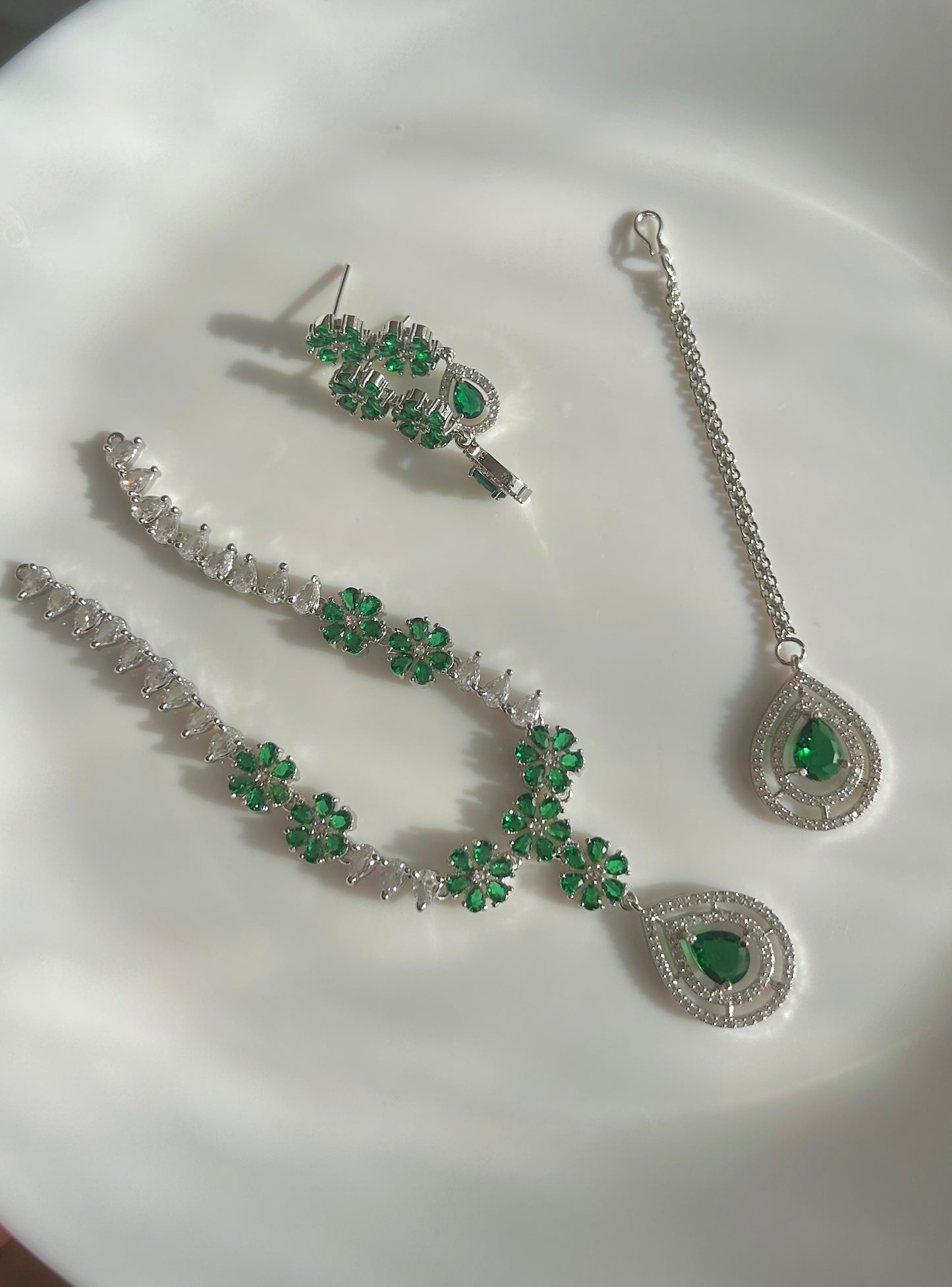 Sharmila set ~ Silver & Green