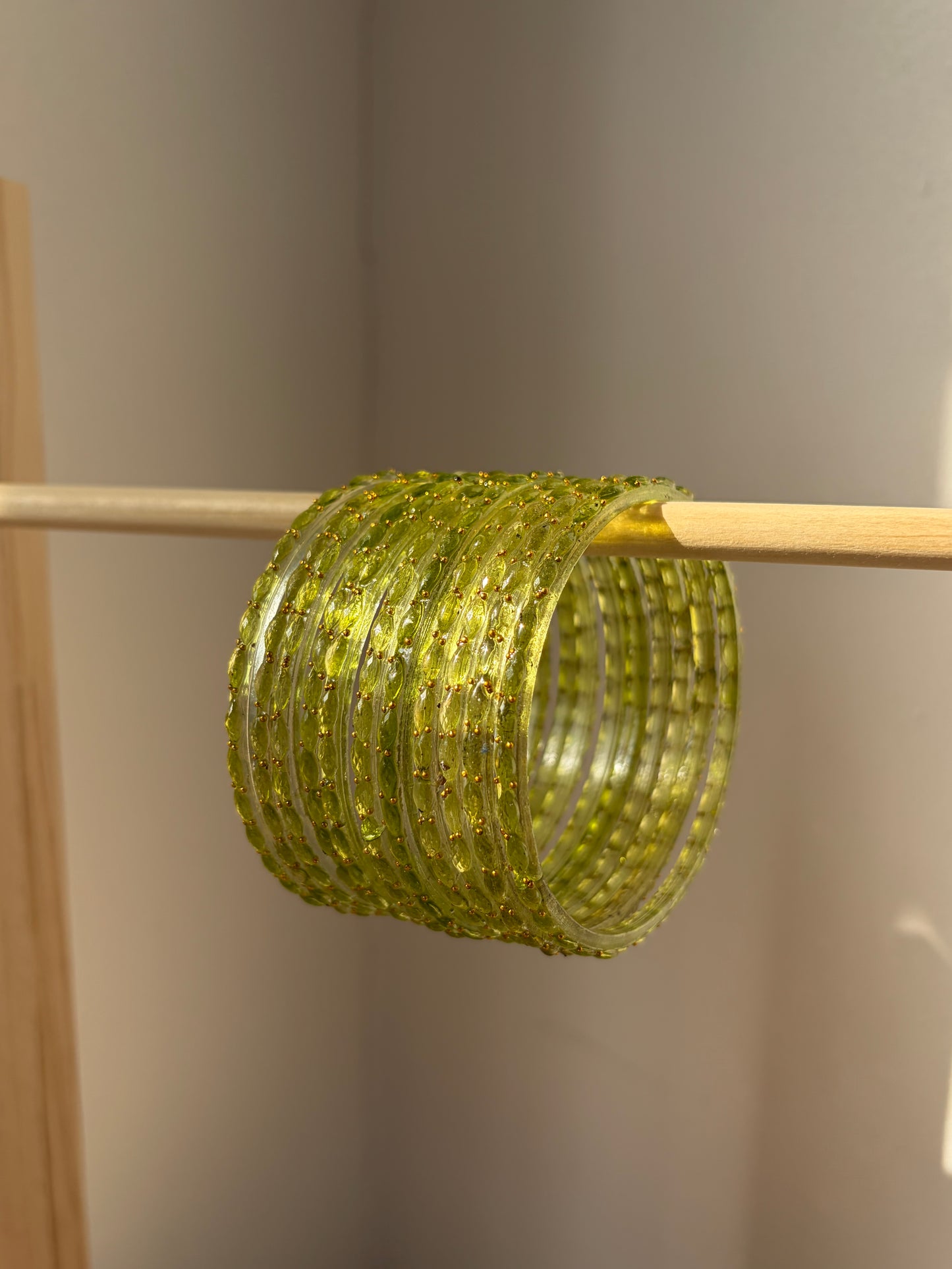 Rangeen glass bangle set ~ lime/canary yellow