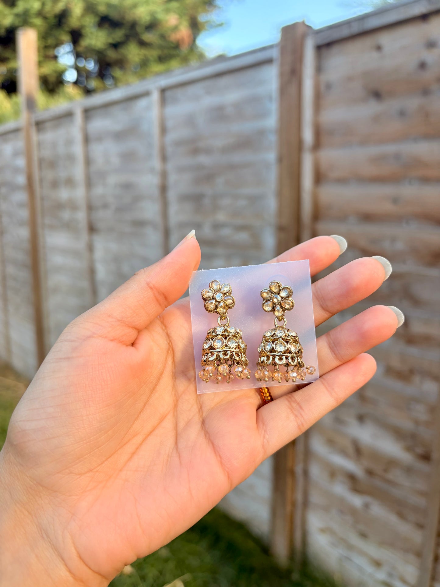 Natalia Champagne mini jhumkas