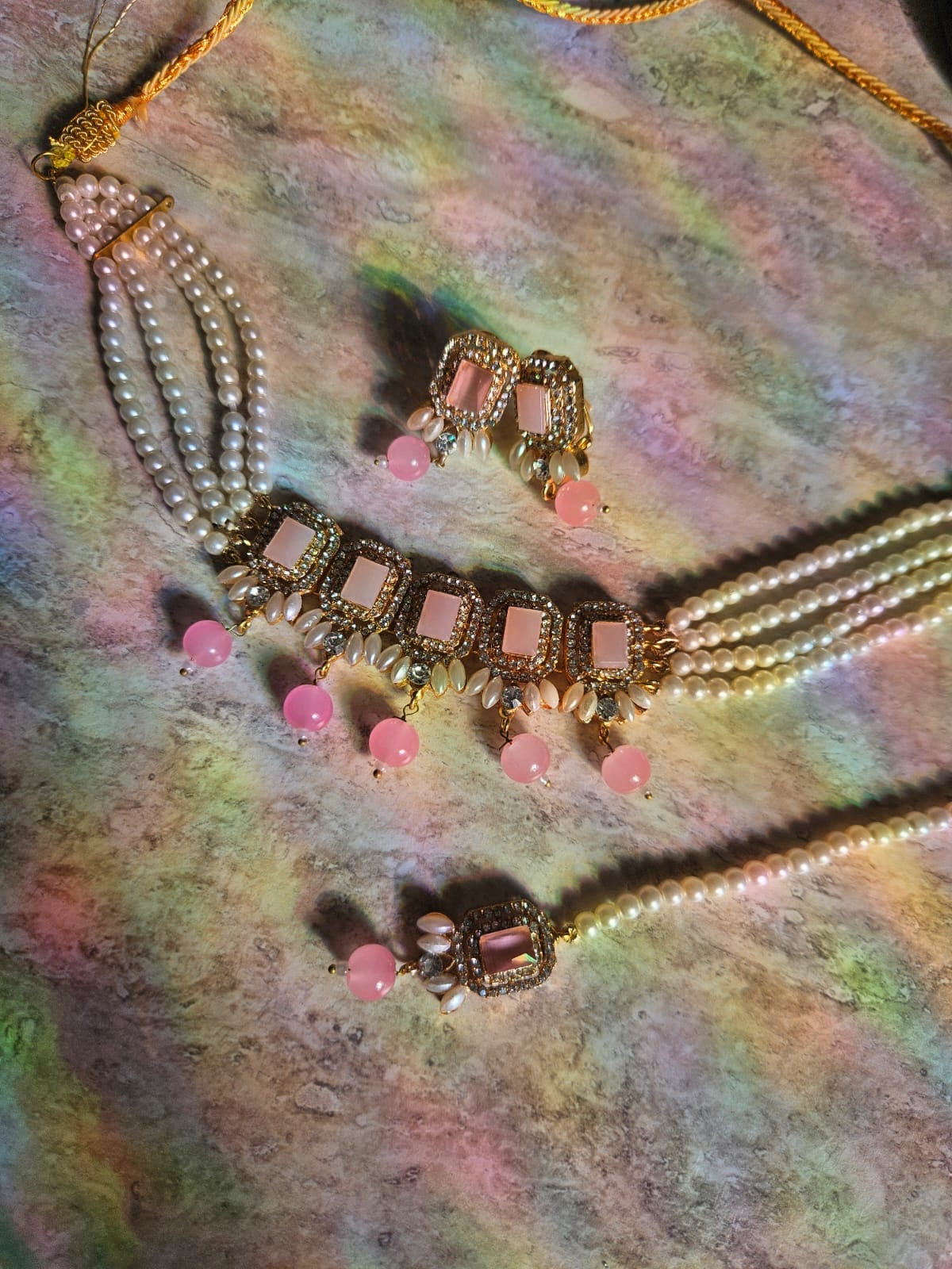 Nusrat jewellery set ~ light pink