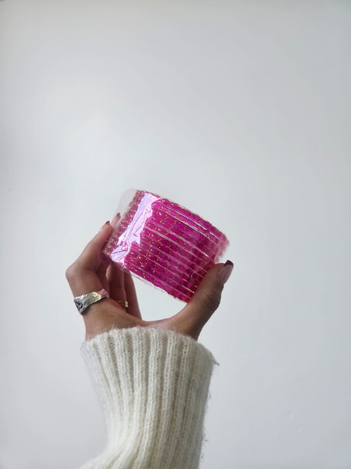 Rangeen glass bangle set ~ Dark Pink