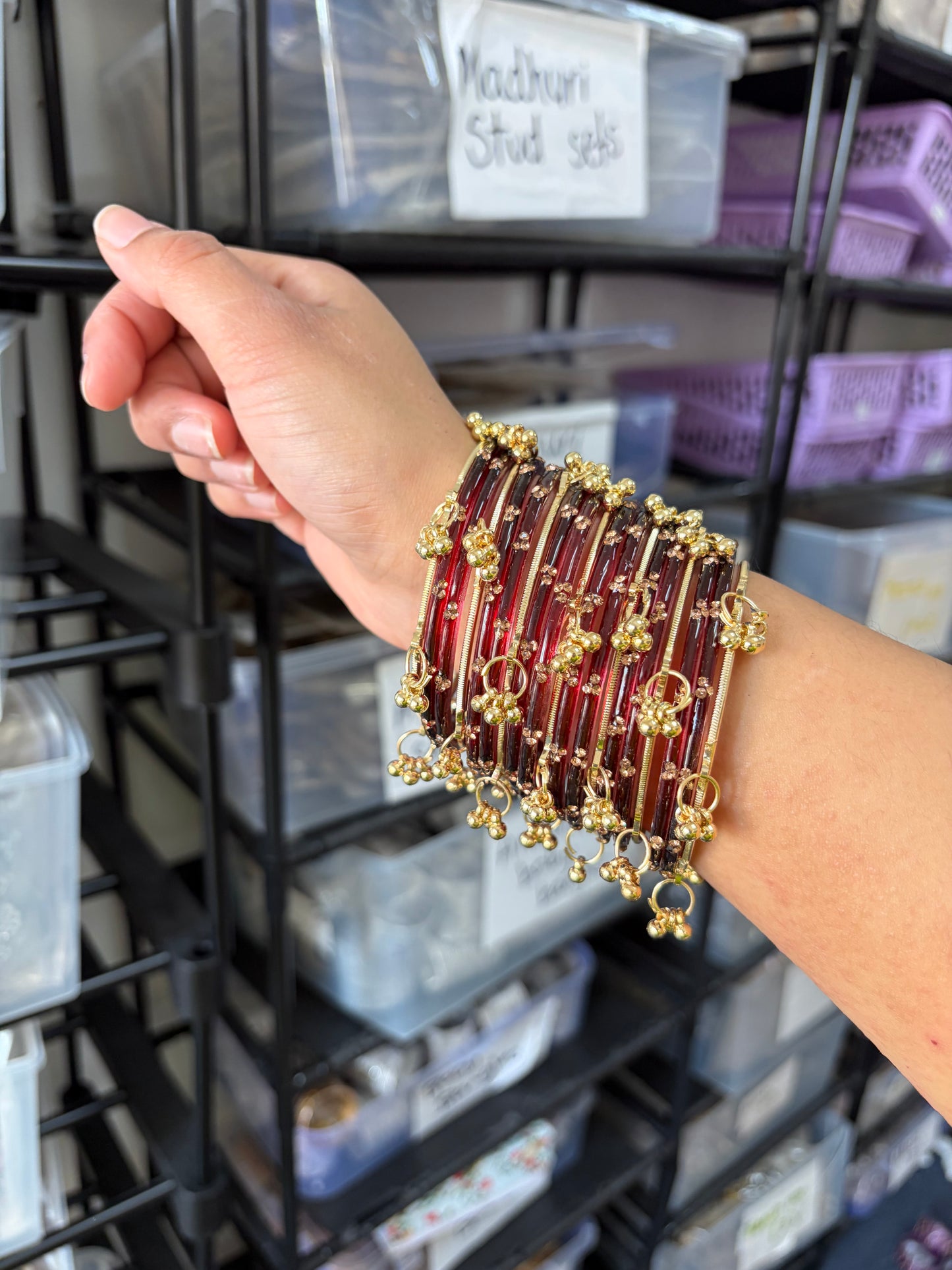 Rangeen glass bangle set ~ Maroon