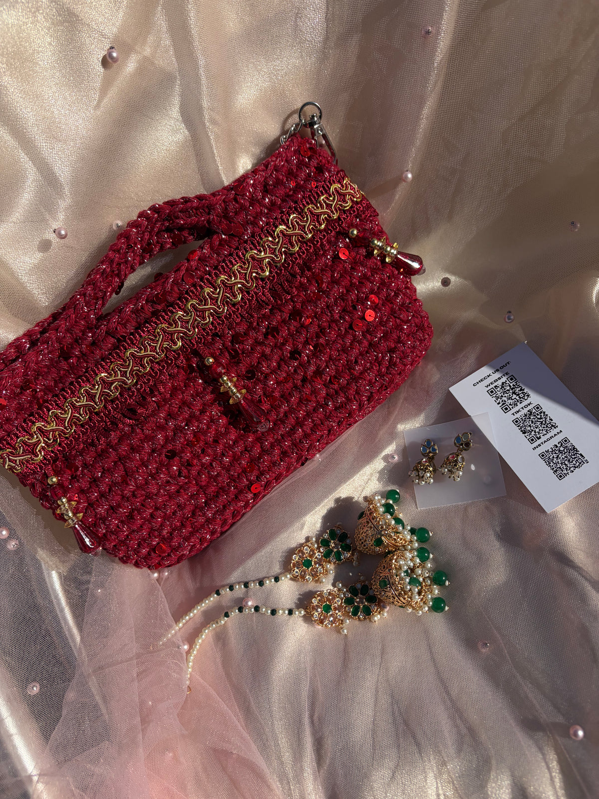 Crochet bag gift set ~ Maroon