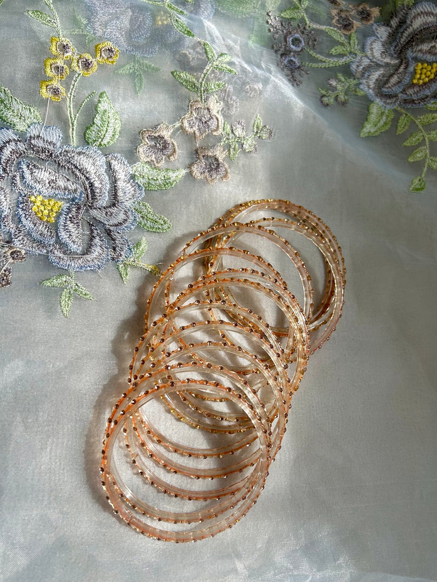 Rangeen glass bangle set ~ Nude