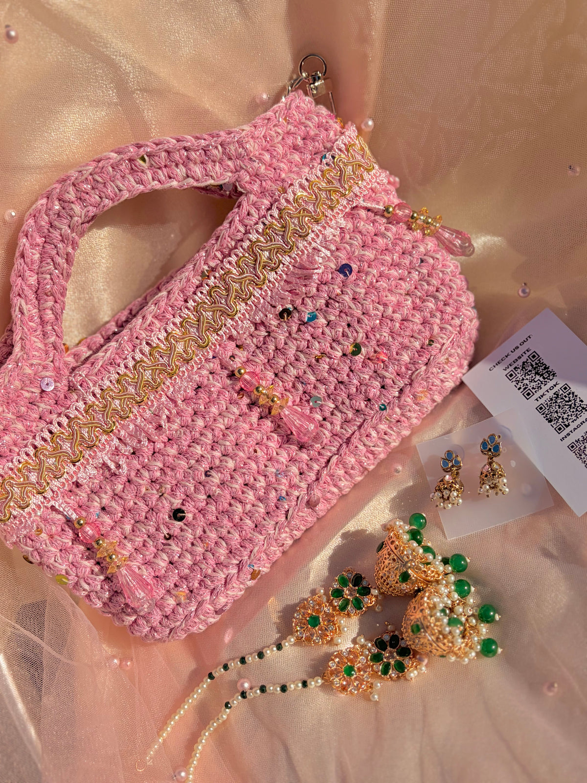 Crochet bag gift set ~ Pink