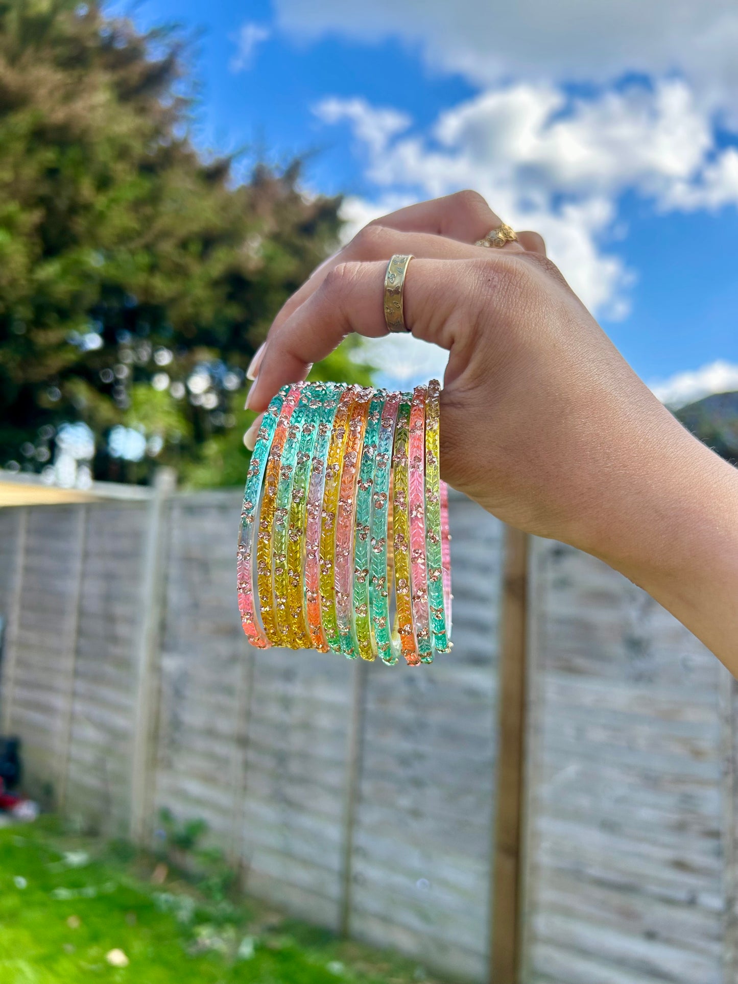 Rangeen glass bangle set ~ Light Pastel