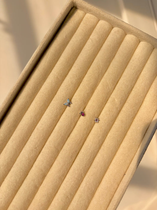 Tara nose stud trio~silver