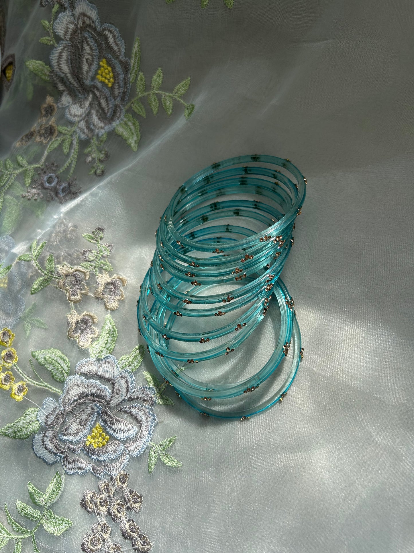 Rangeen glass bangle set ~ Sky Blue