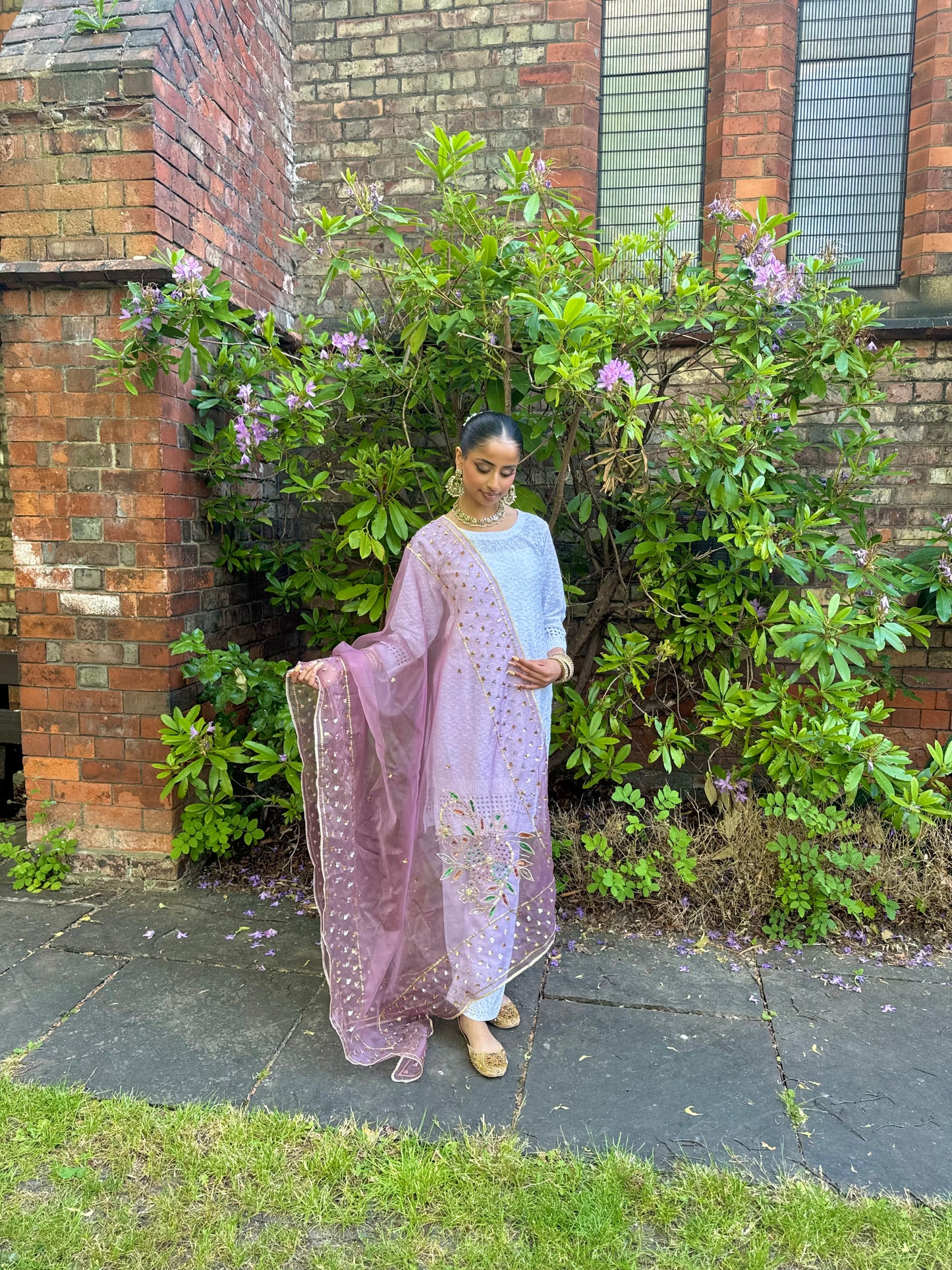 Jasleen Organza Dupatta ~Lavender