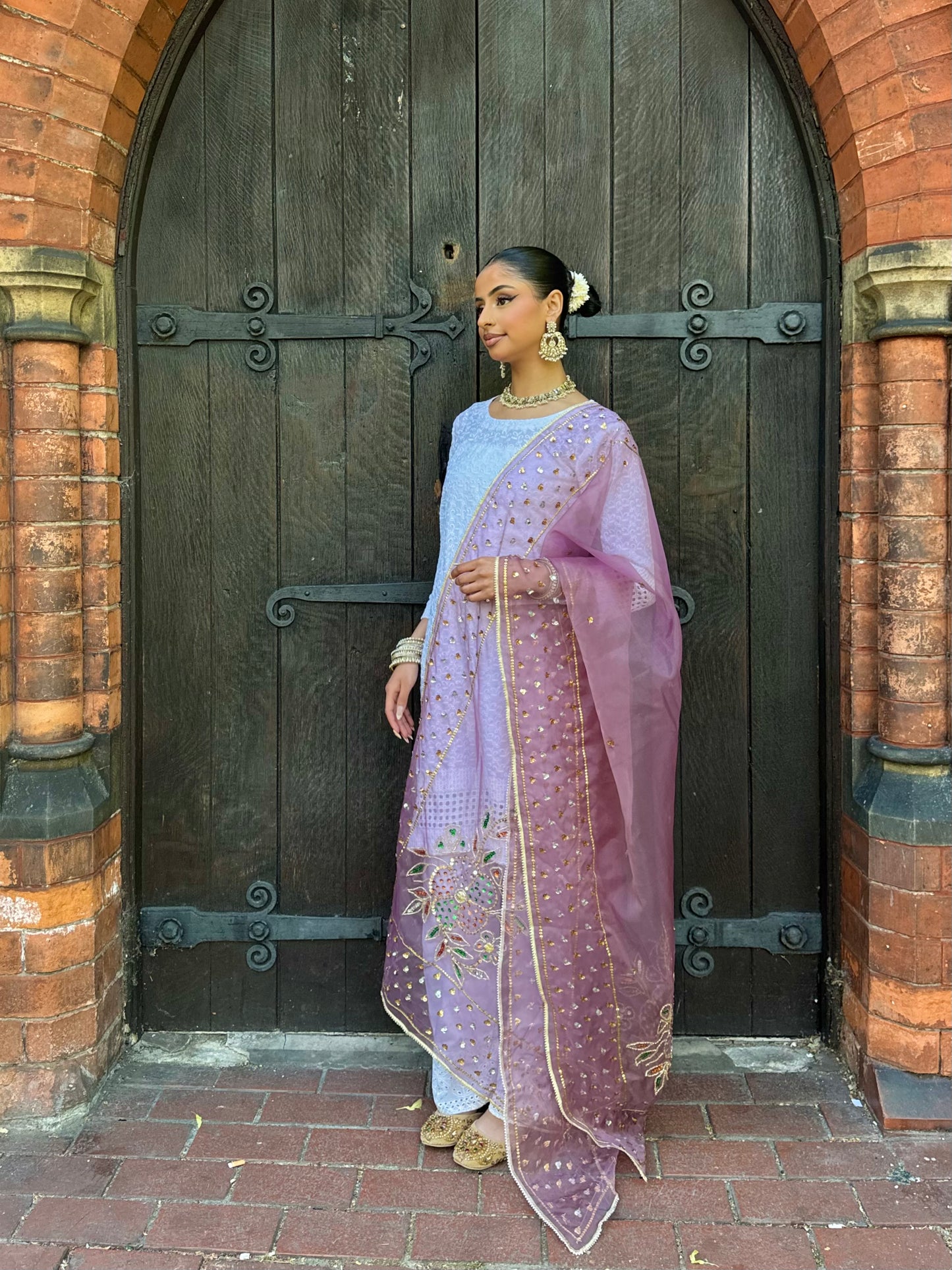 Jasleen Organza Dupatta ~Lavender