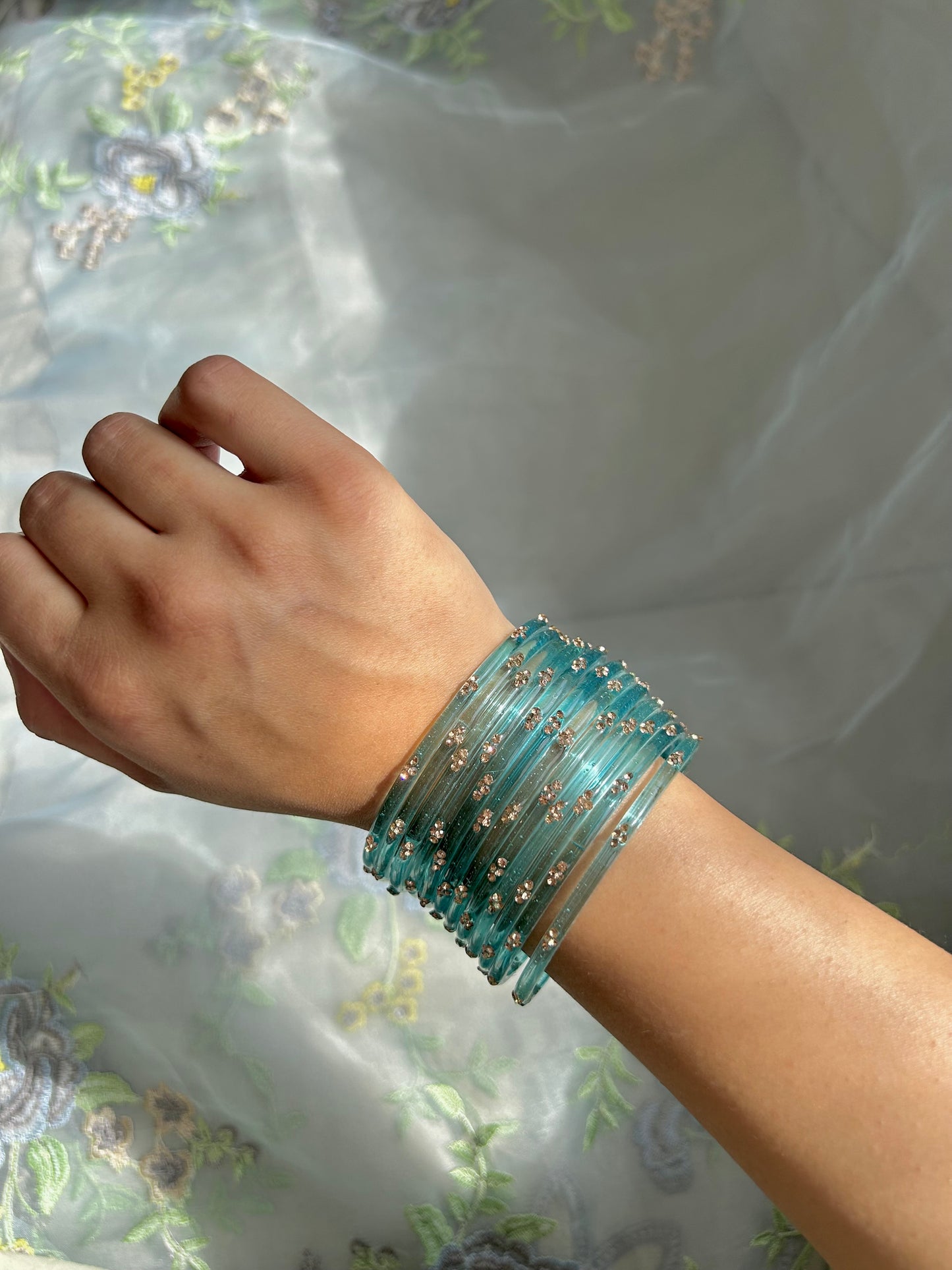 Rangeen glass bangle set ~ Sky Blue