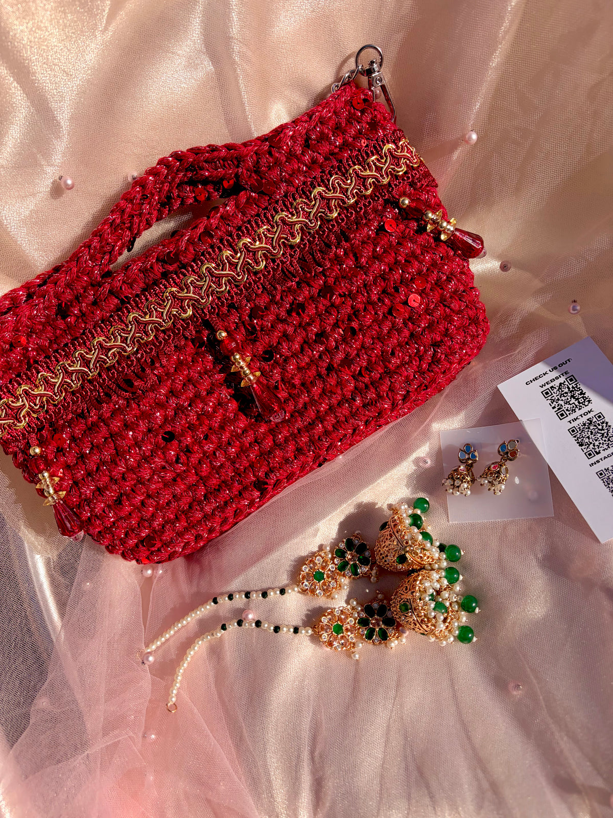 Crochet bag gift set ~ Maroon