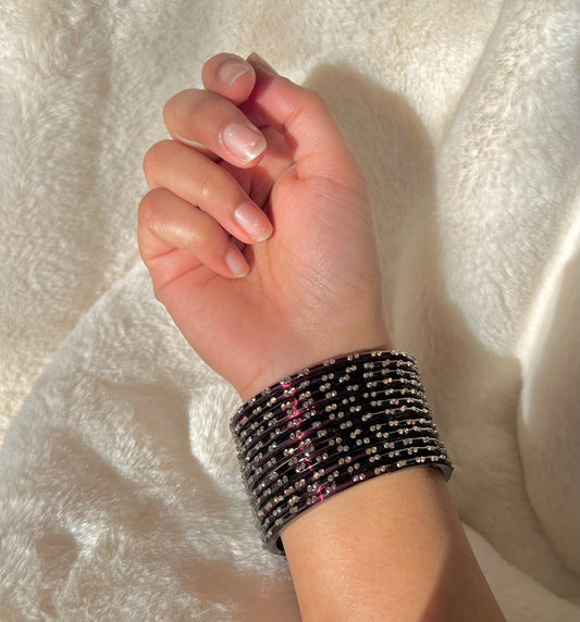 Rangeen glass bangle set ~Maroon/Brown