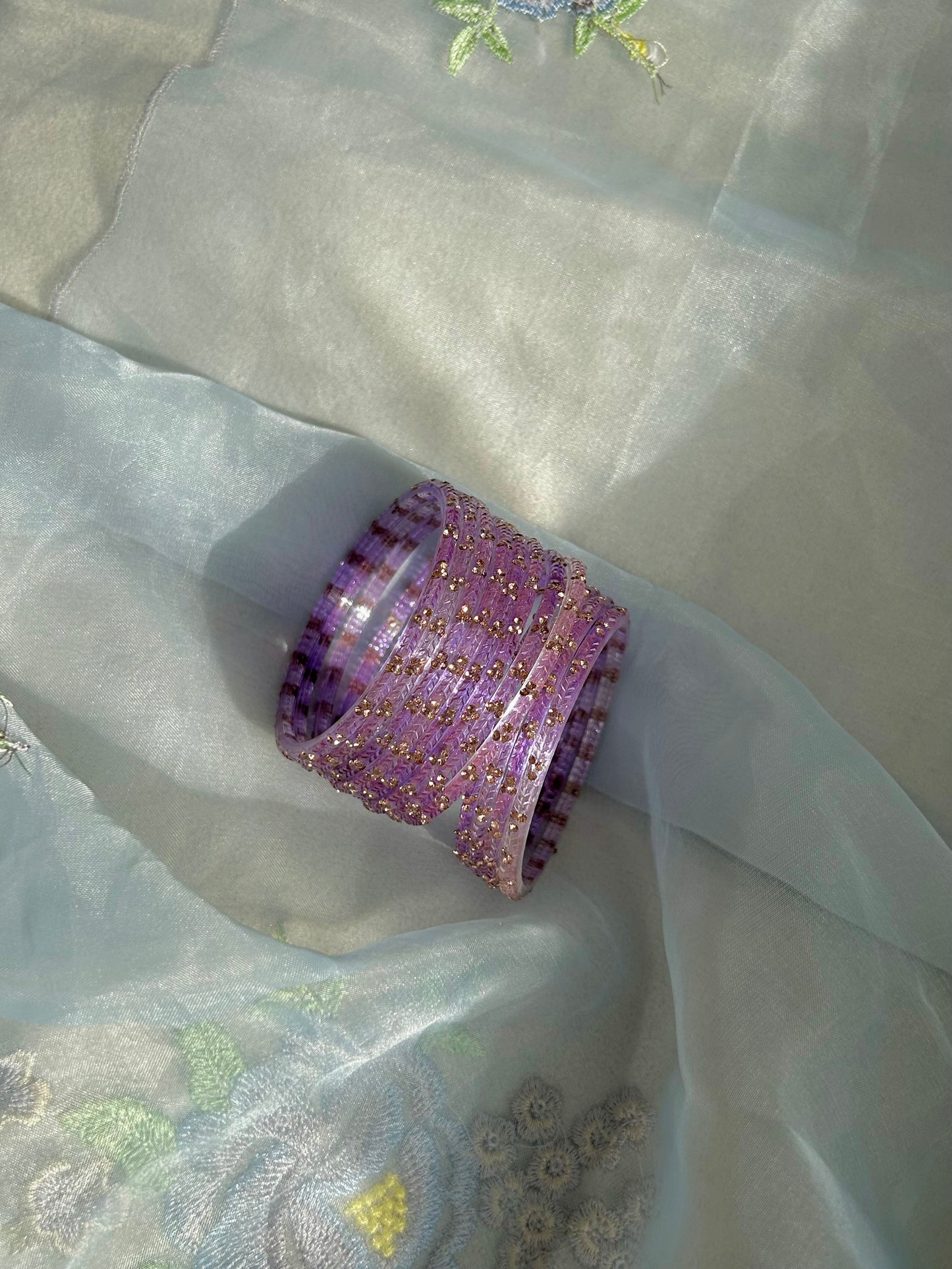 Rangeen glass bangle set ~ Lilac