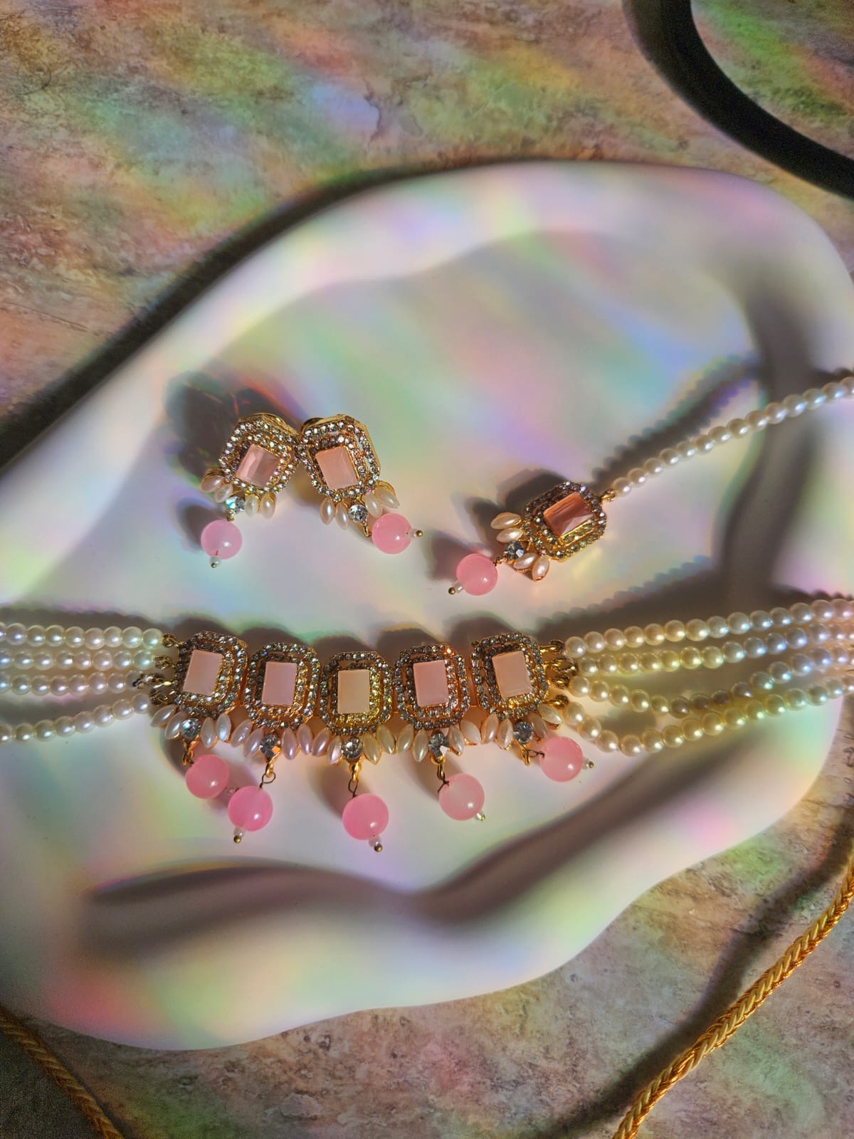 Nusrat jewellery set ~ light pink