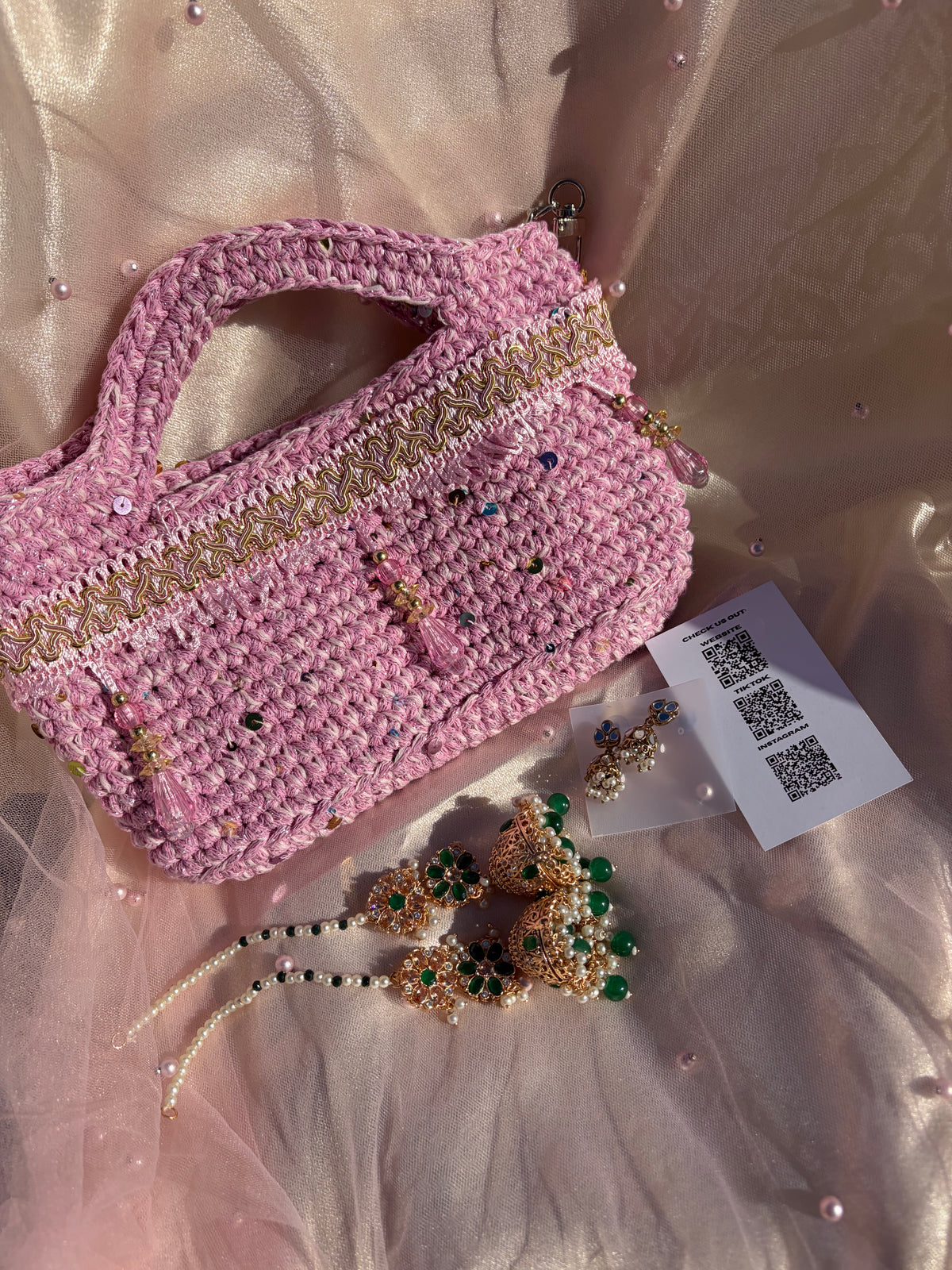 Crochet bag gift set ~ Pink