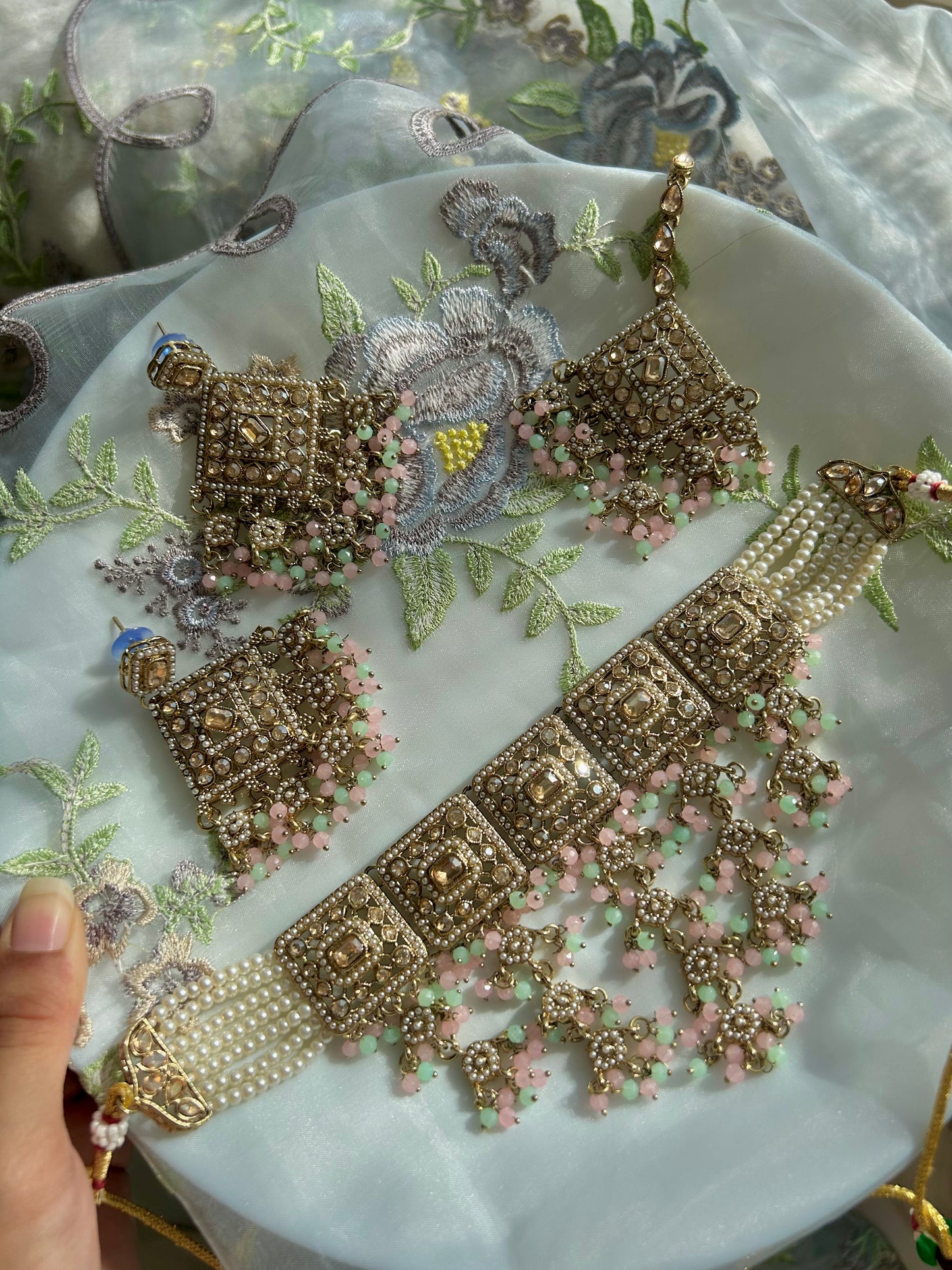 Meerab set ~ Pink & Green