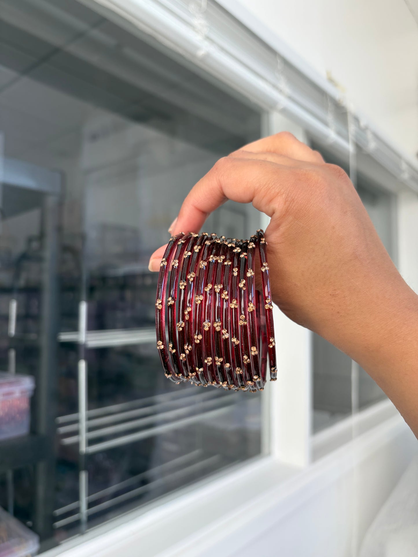 Rangeen glass bangle set ~ Maroon