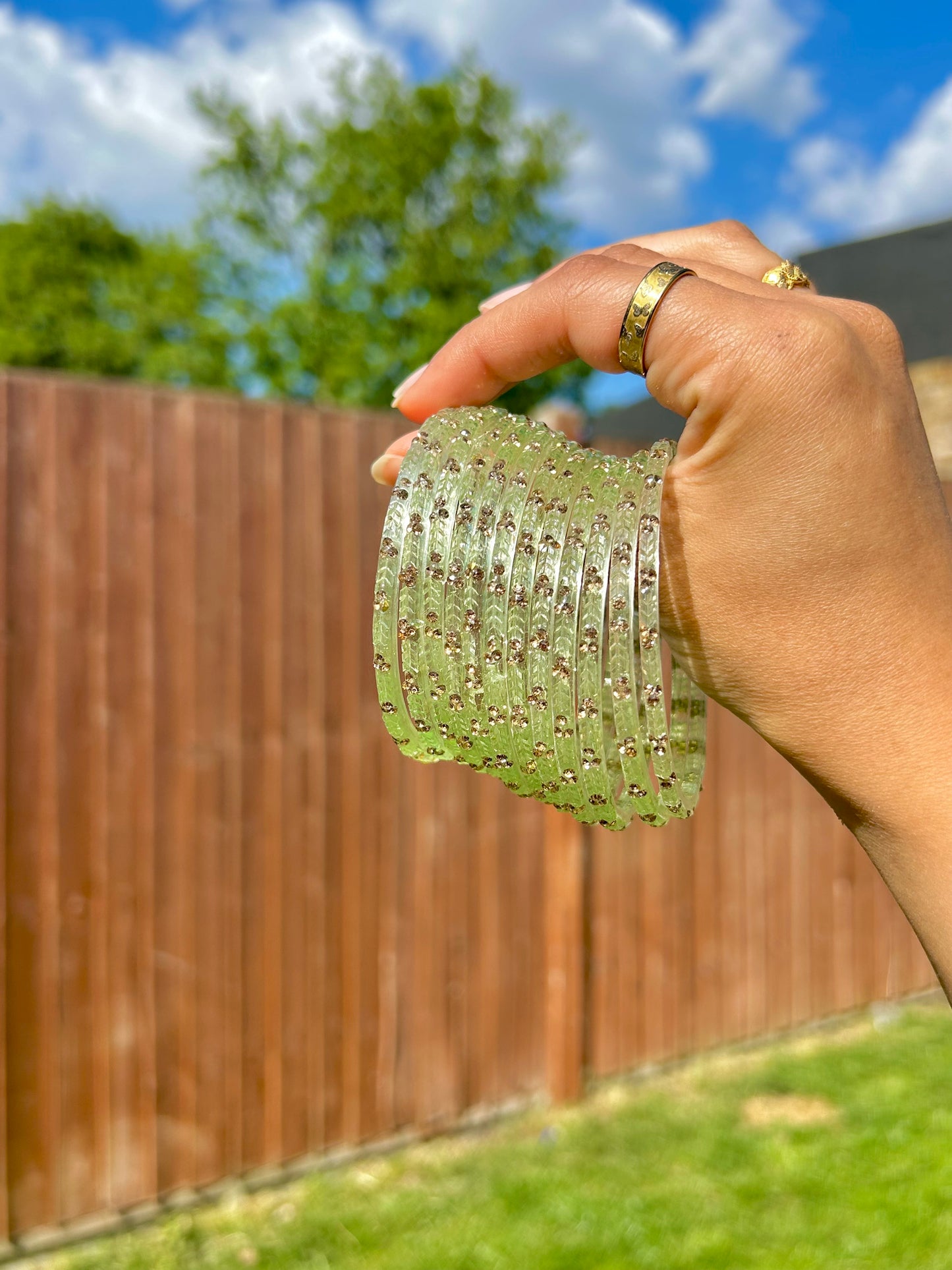 Rangeen glass bangle set ~ Light green