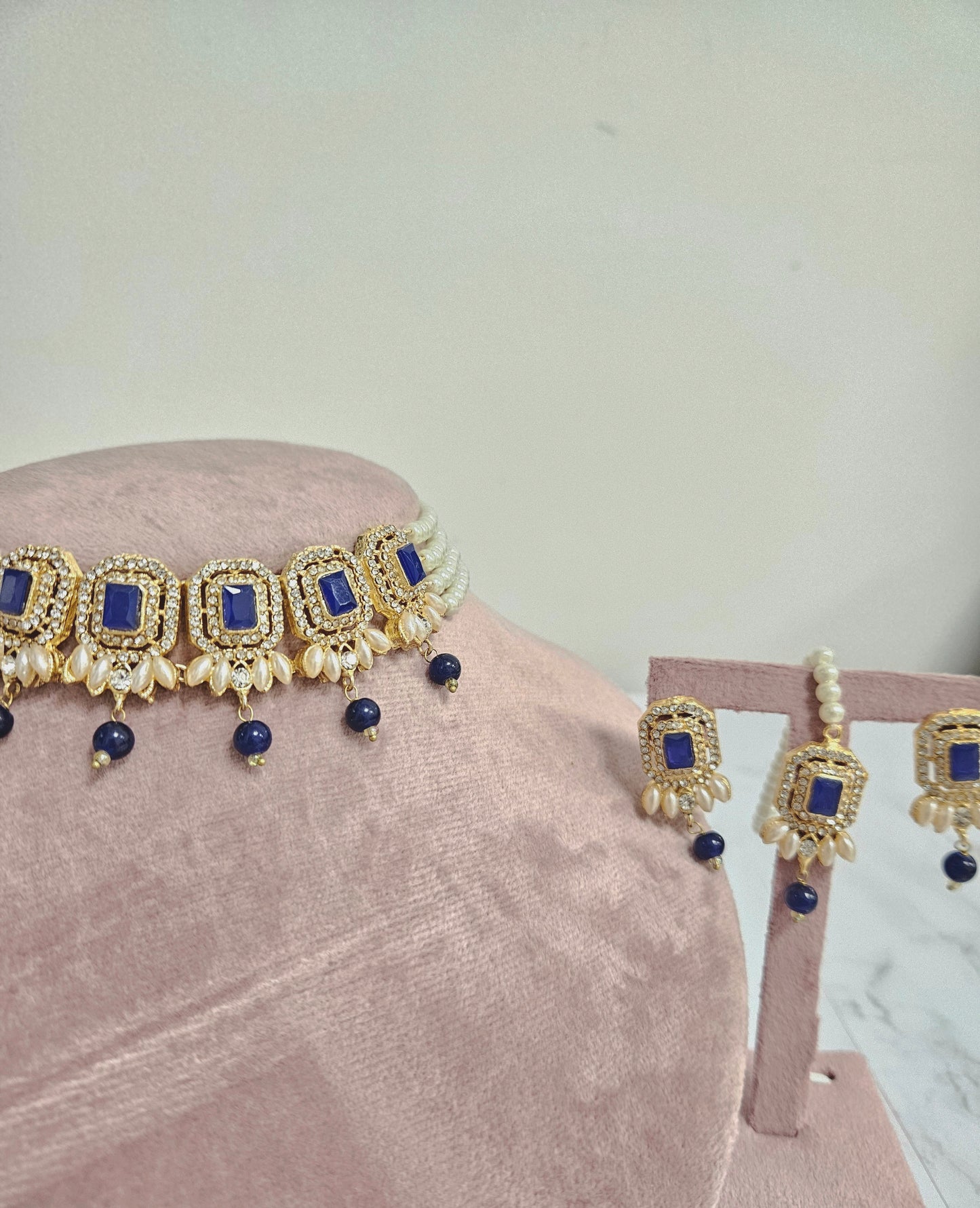 Nusrat jewellery set ~ navy