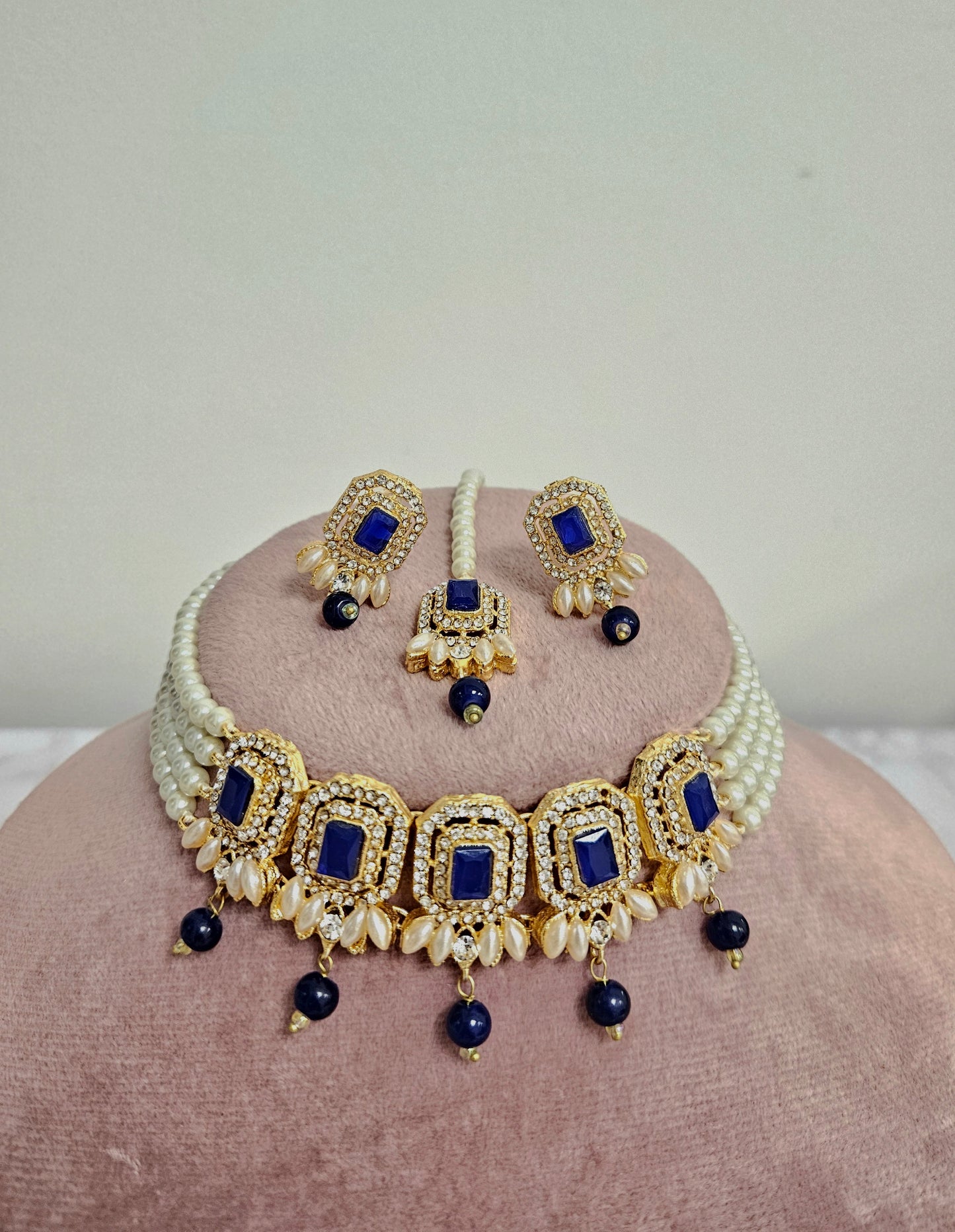 Nusrat jewellery set ~ navy