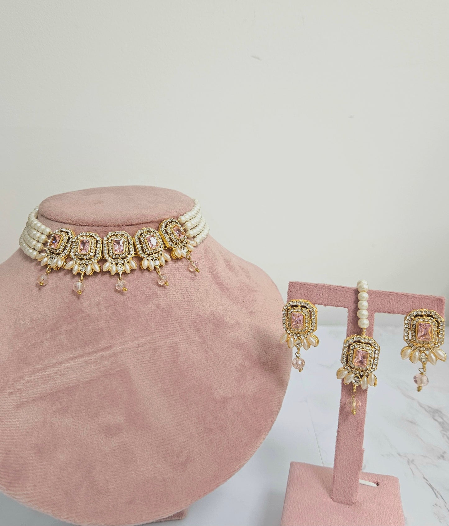 Nusrat jewellery set ~ light pink