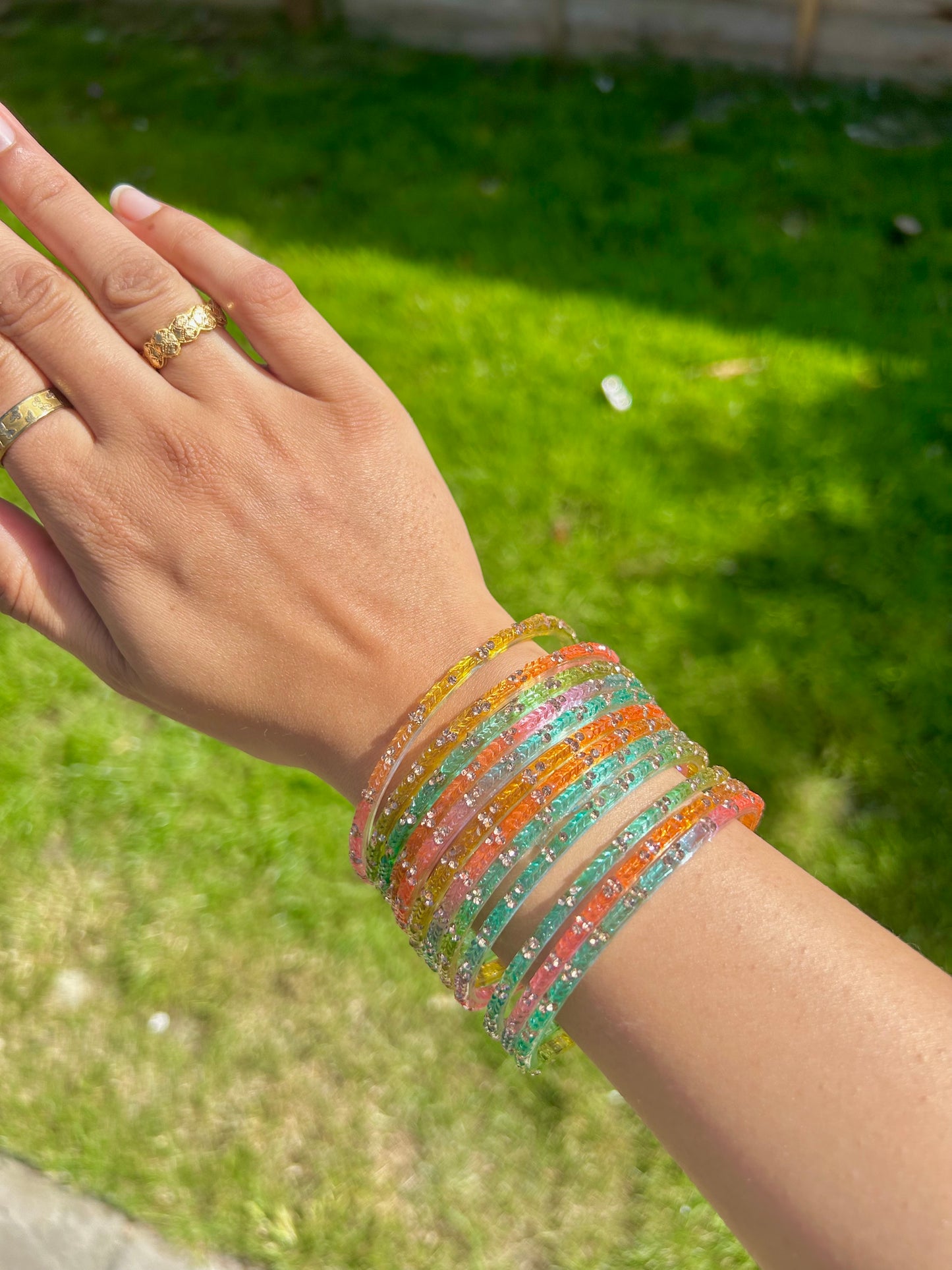 Rangeen glass bangle set ~ Light Pastel