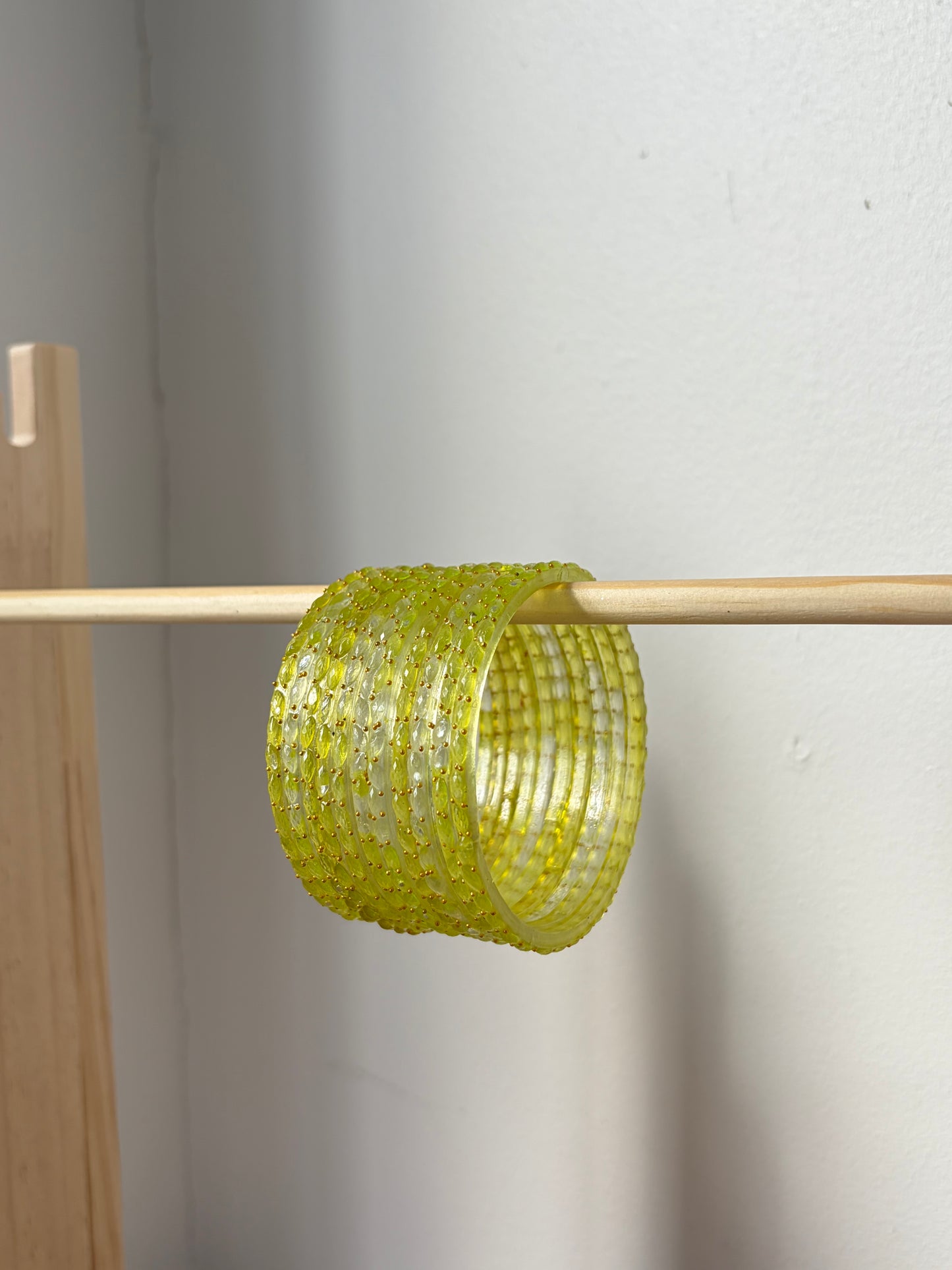 Rangeen glass bangle set ~ lime/canary yellow