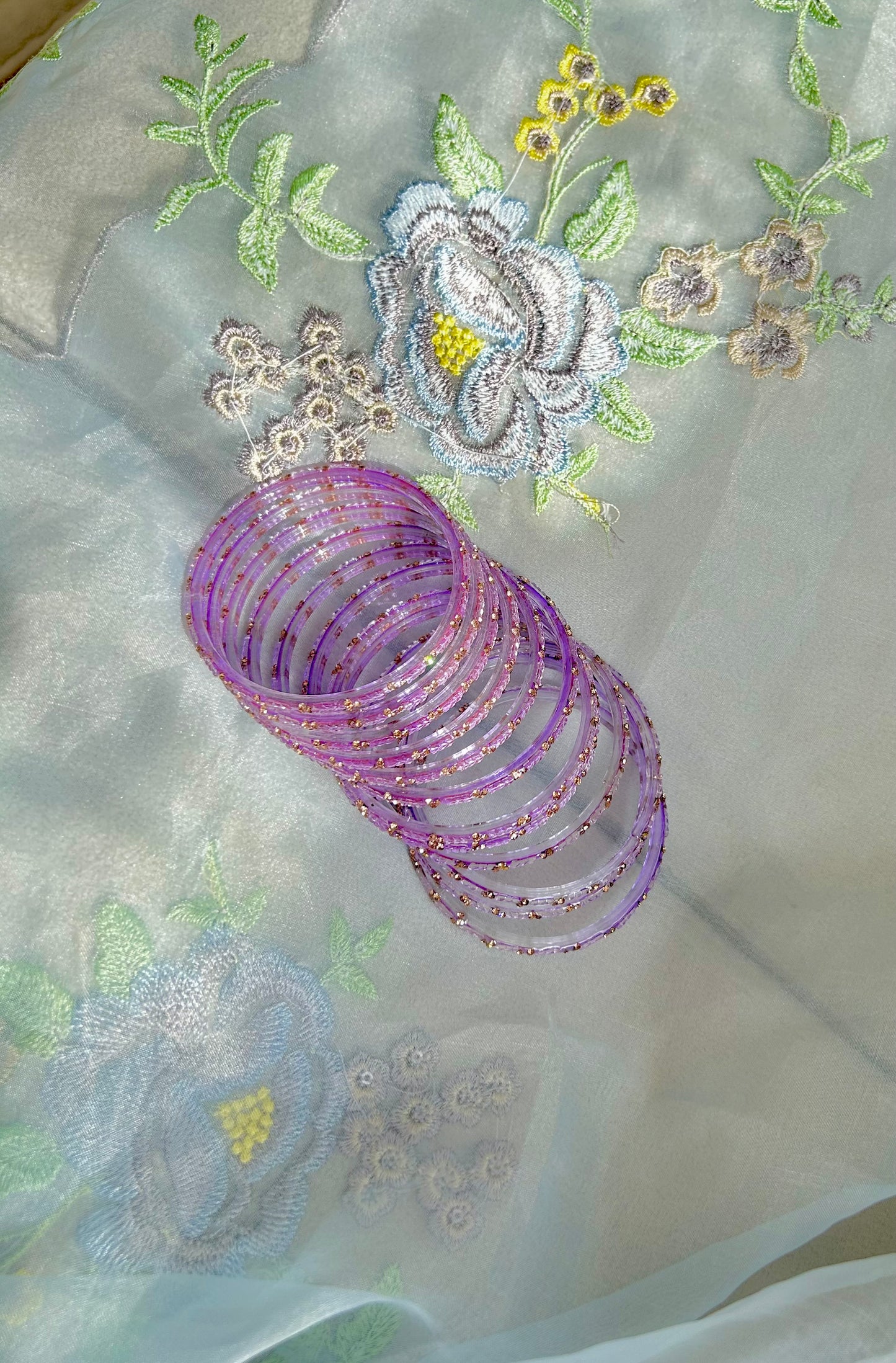 Rangeen glass bangle set ~ Lilac