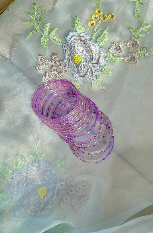 Rangeen glass bangle set ~ Lilac