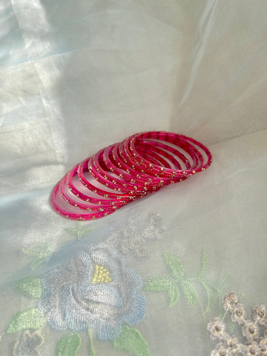 Rangeen glass bangle set ~ Dark Pink