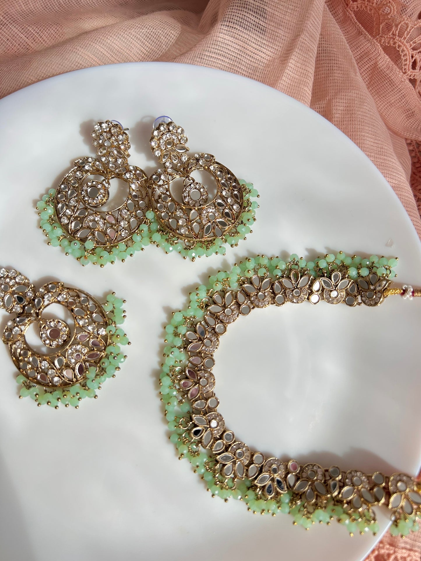 Sofia jewellery set ~ mint green