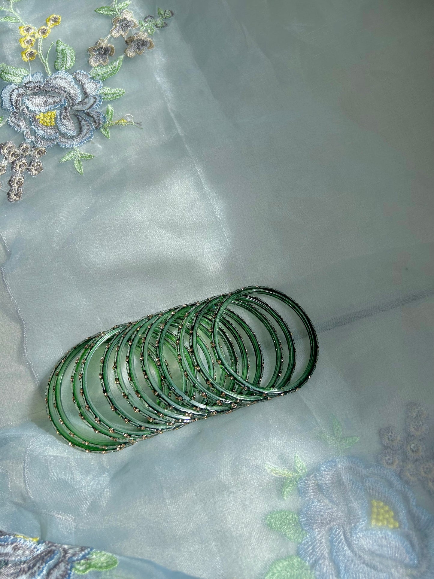 Rangeen glass bangle set ~ Dark Green