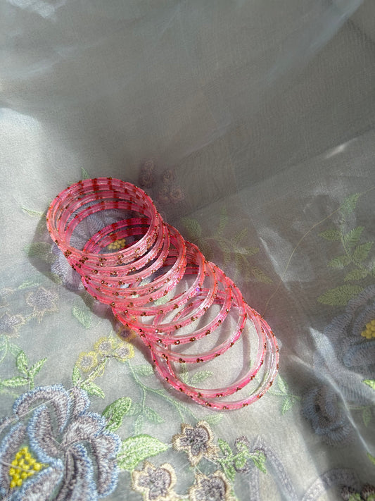 Rangeen glass bangle set ~ Light Pink