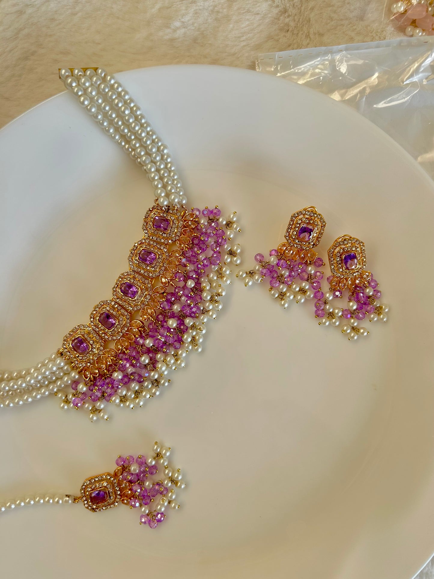 Minahil jewellery set -Purple
