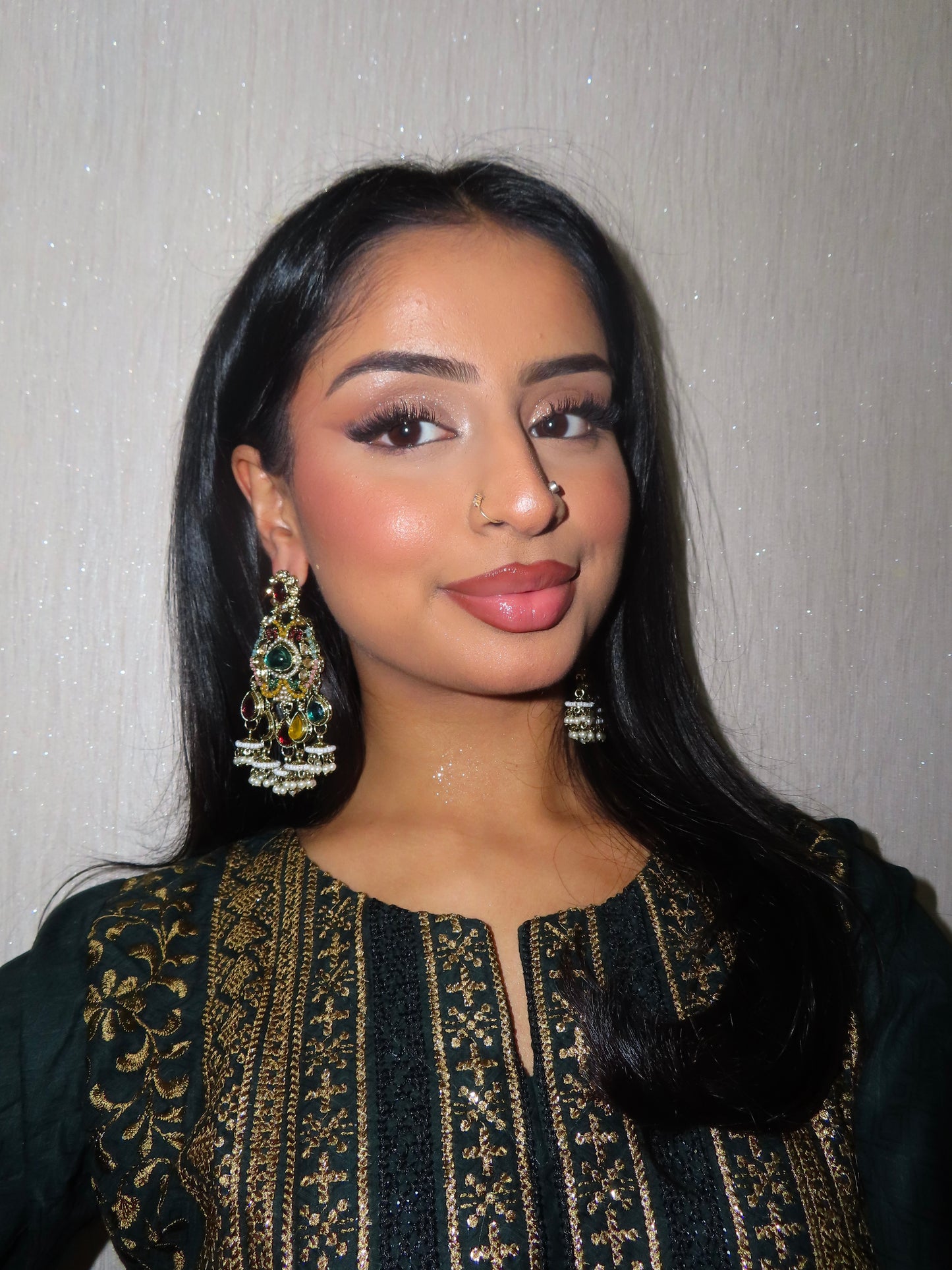 Seline kundan earrings ~ Green & Multi