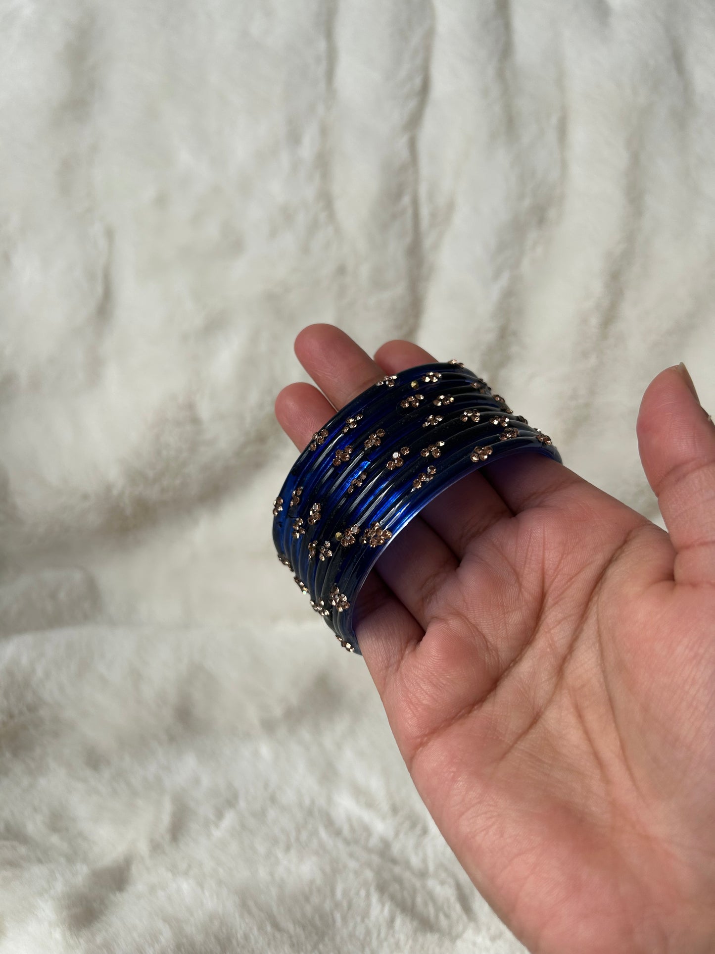 Rangeen glass bangle set ~ Royal Blue