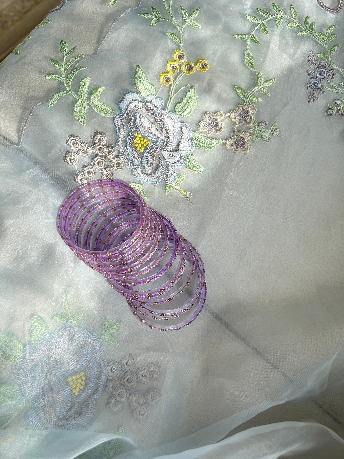 Rangeen glass bangle set ~ Lilac