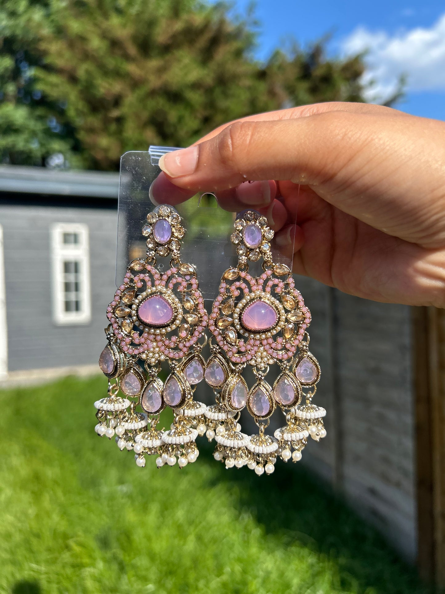 Seline kundan earrings ~ Lilac