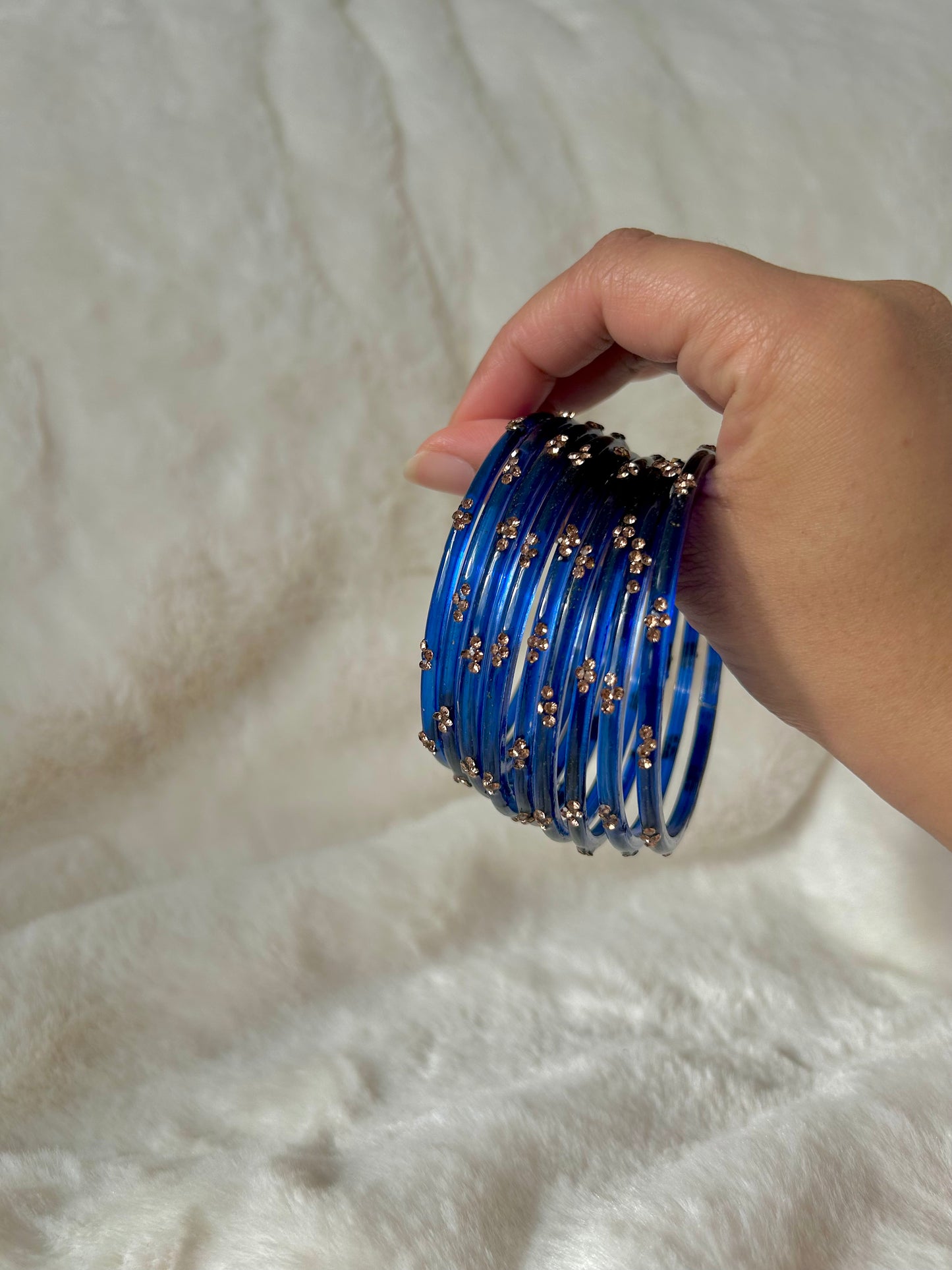 Rangeen glass bangle set ~ Royal Blue