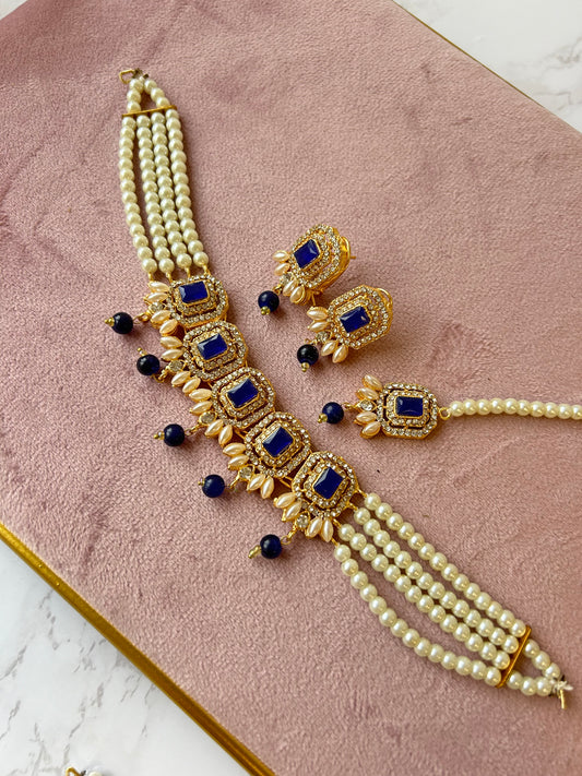 Nusrat jewellery set ~ navy