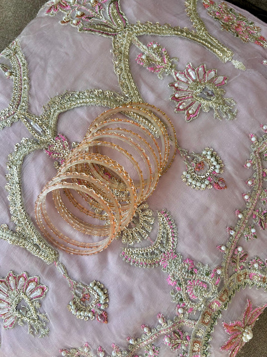 Rangeen glass bangle set ~ Nude