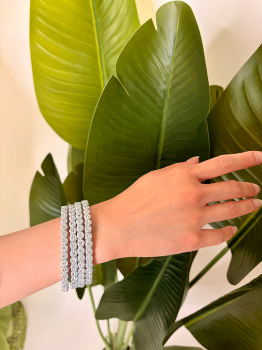 Sabeena floral bangles ~Silver