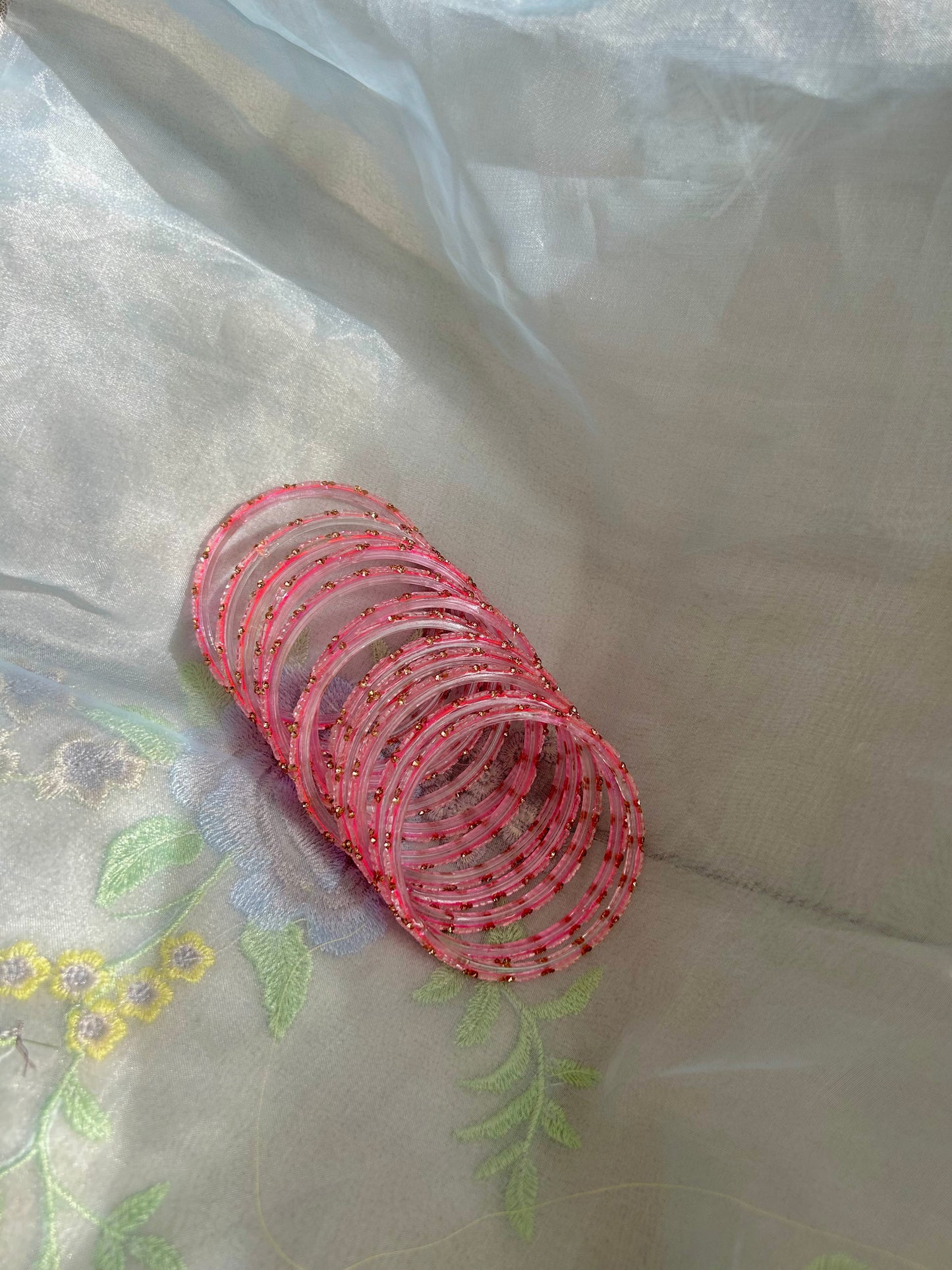 Rangeen glass bangle set ~ pink