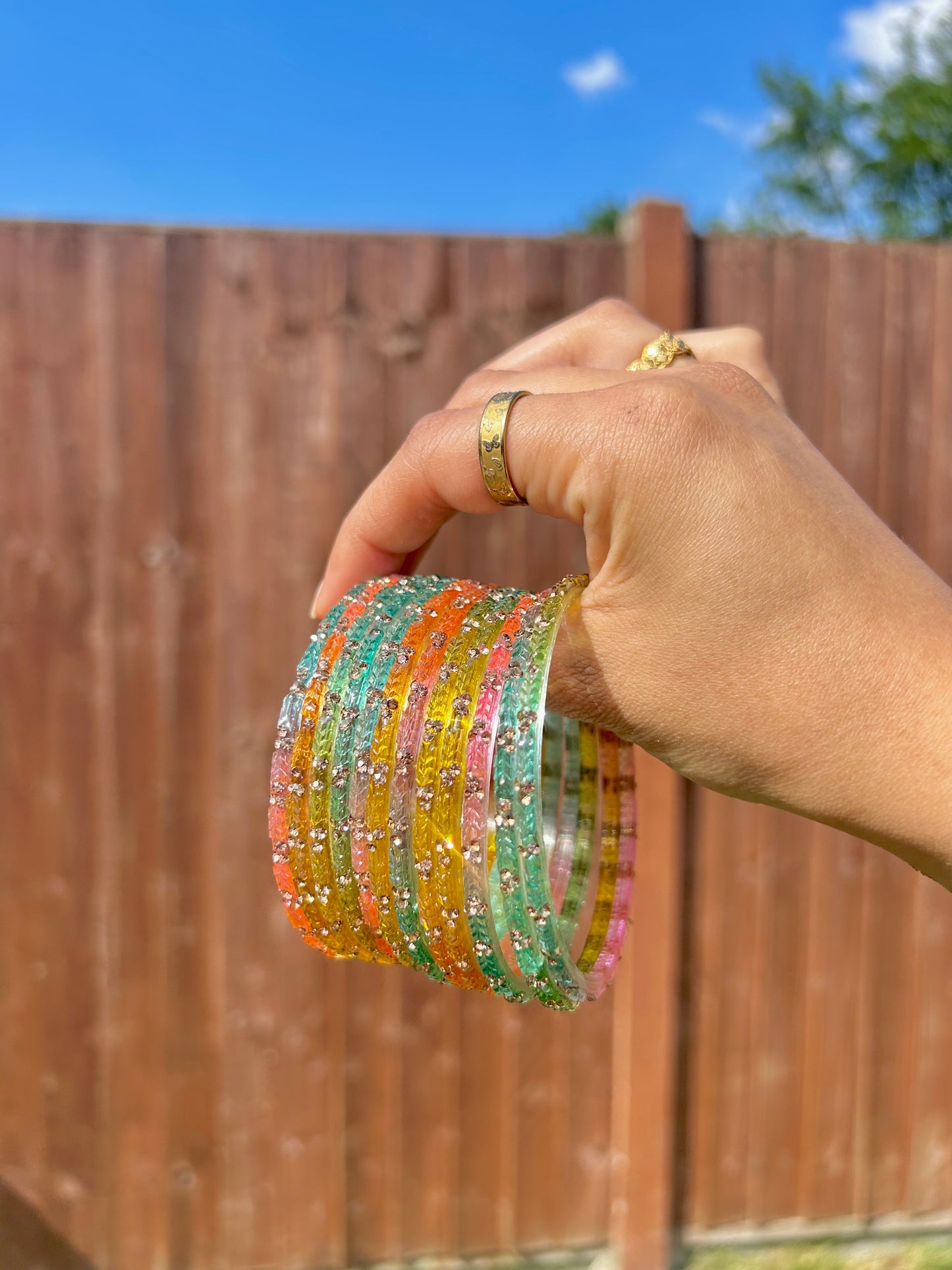 Rangeen glass bangle set ~ Light Pastel