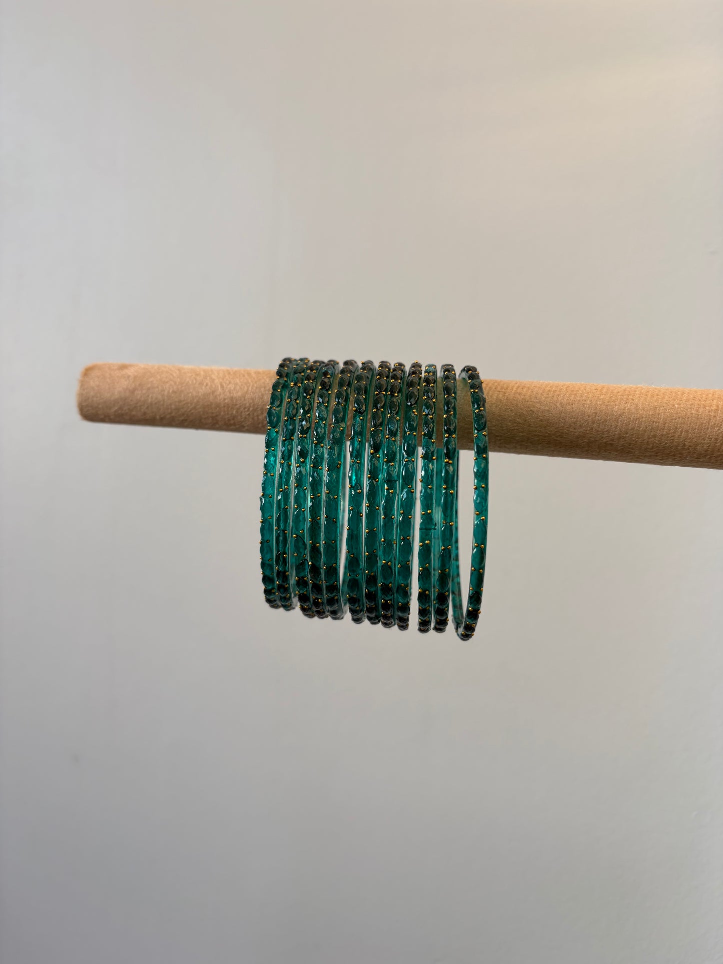 Rangeen glass bangle set ~ Sea Green