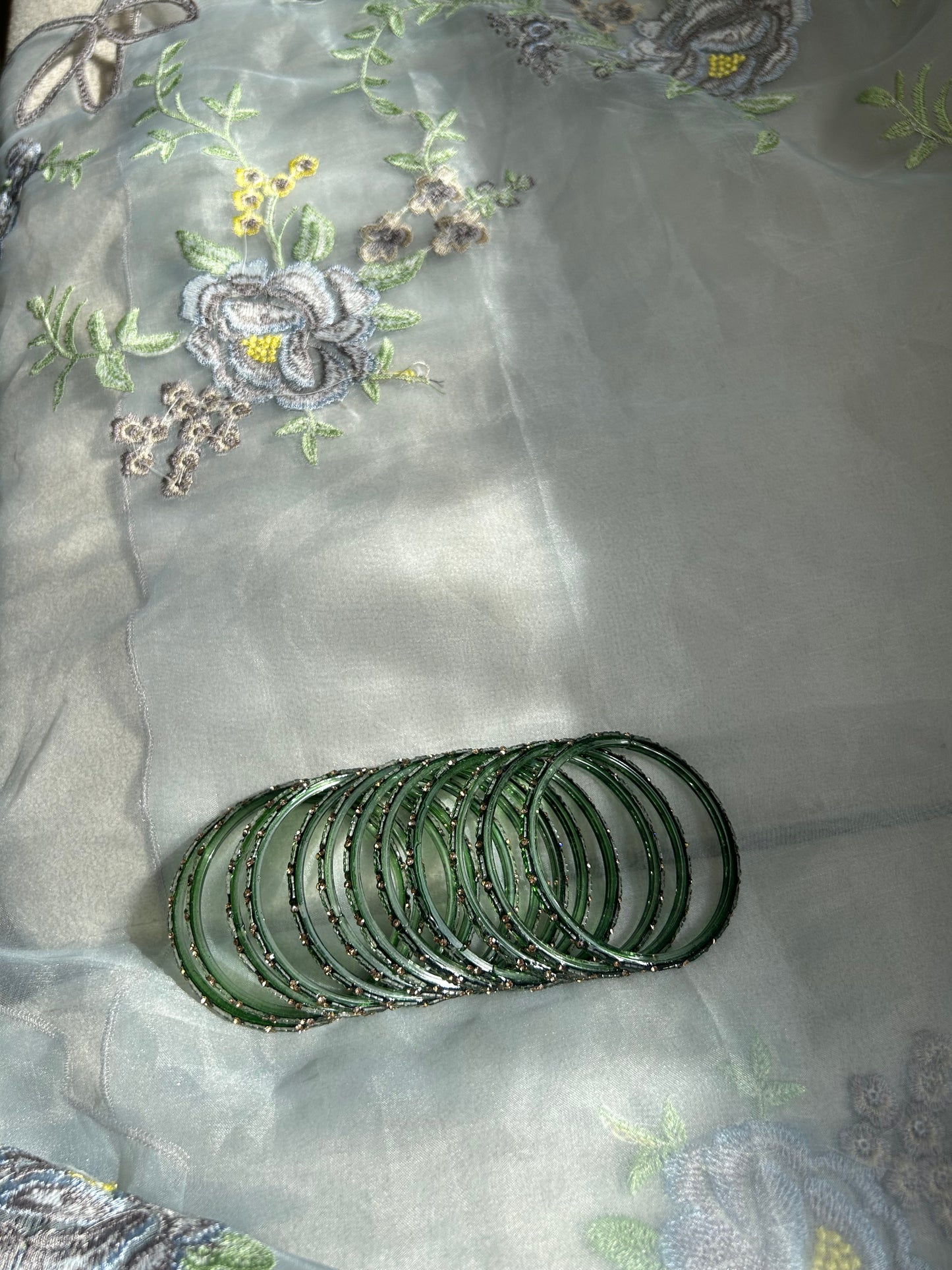 Rangeen glass bangle set ~ Dark Green